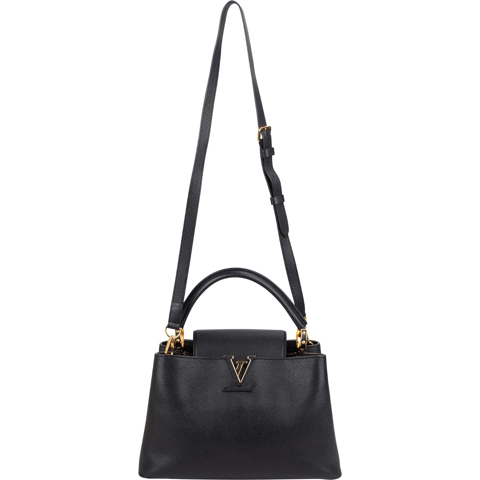 Louis Vuitton Noir Taurillon Leather Capucines MM Handbag