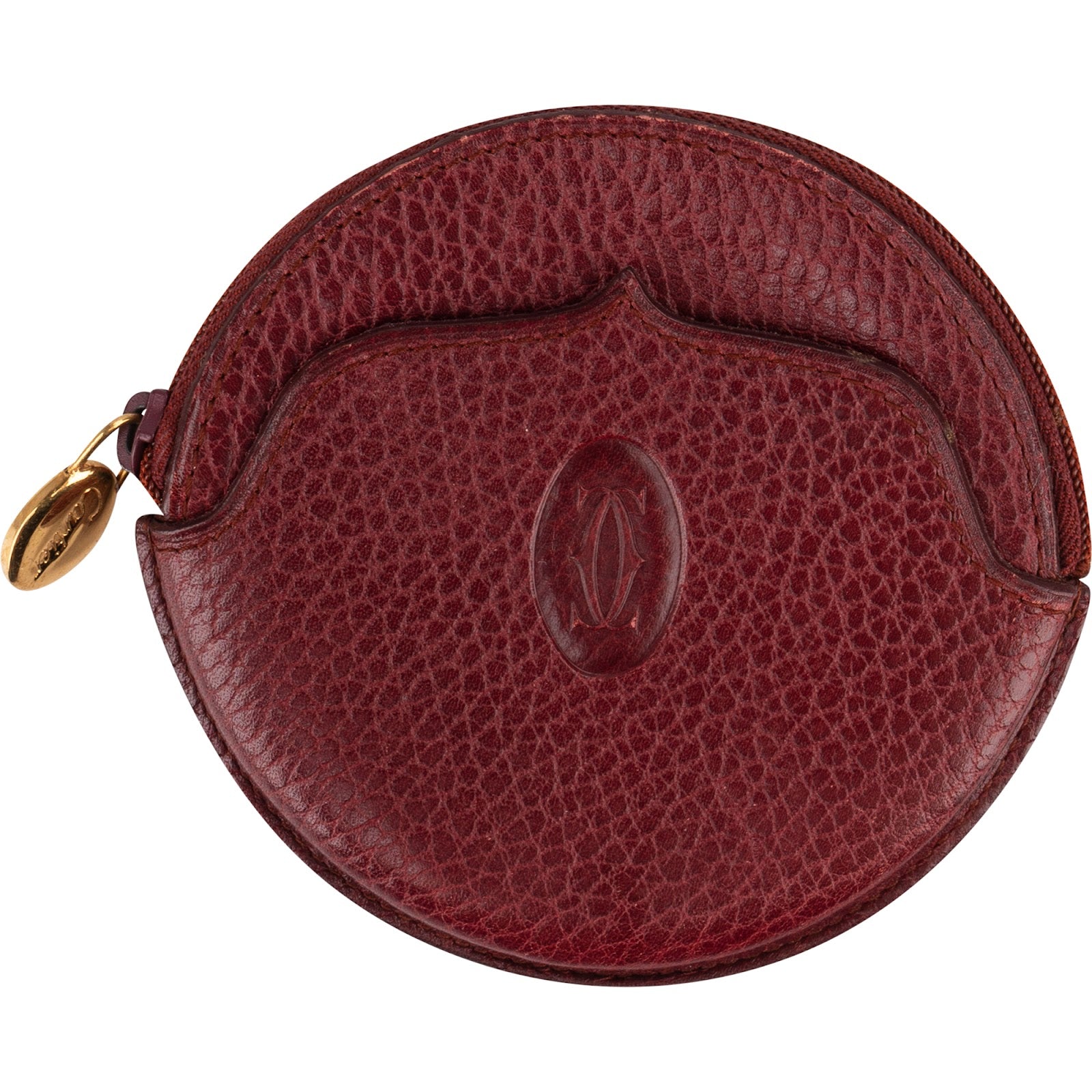 Must de Cartier Bordeaux Leather Coin Purse Wallet