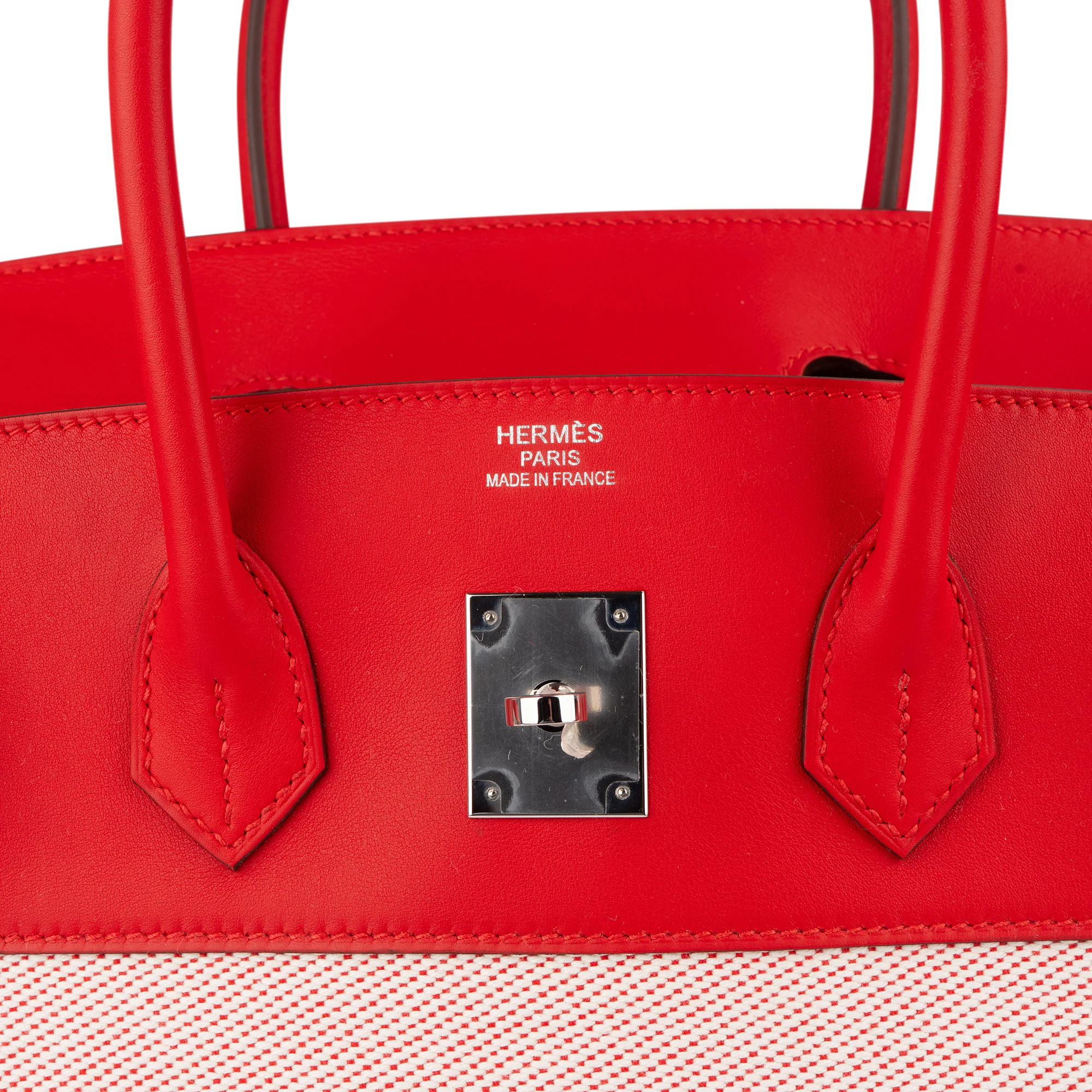 Hermès Fray Swift / Toile H Rouge de Coeur Birkin 35 Handbag