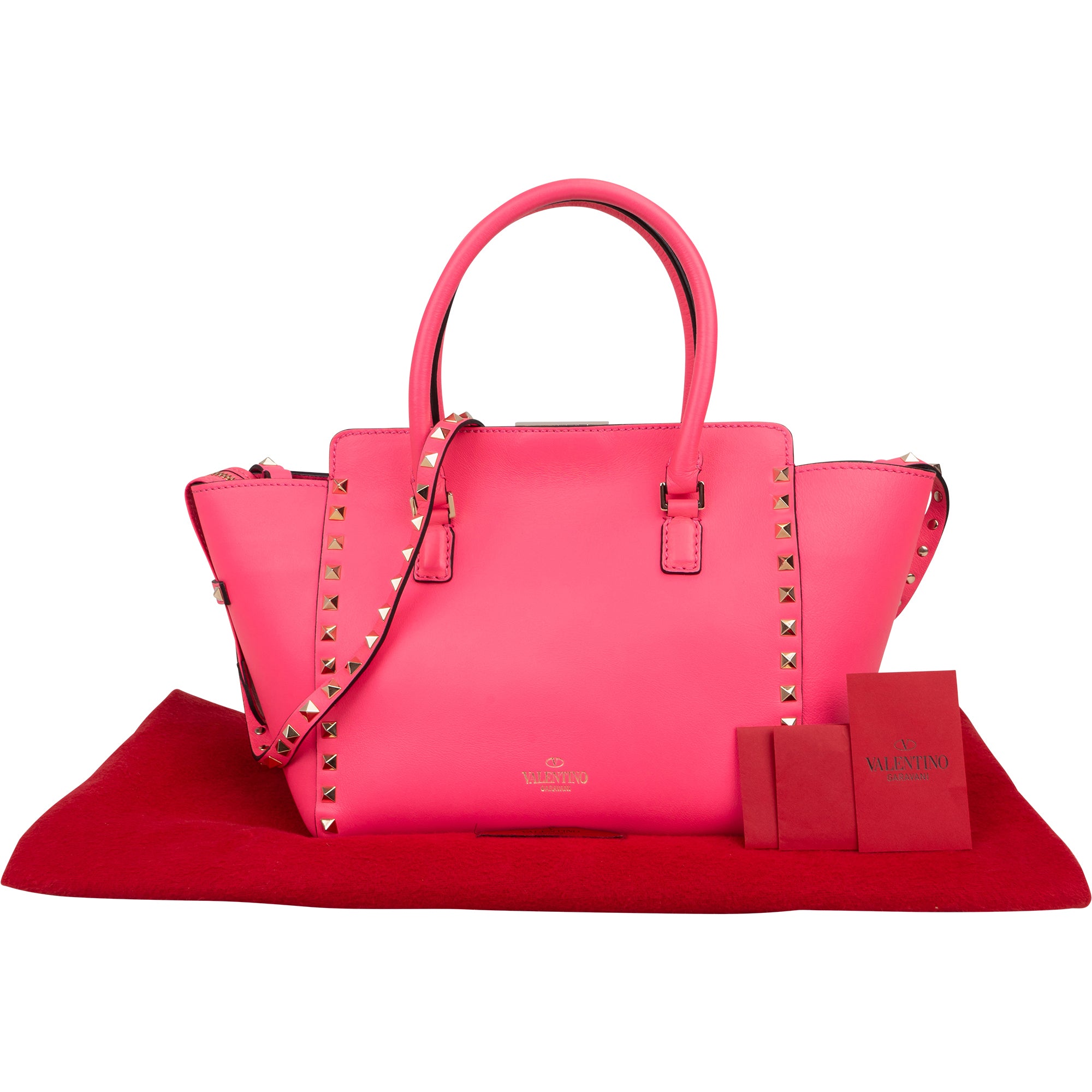 Valentino Garavani neonroze leren Rockstud-handtas