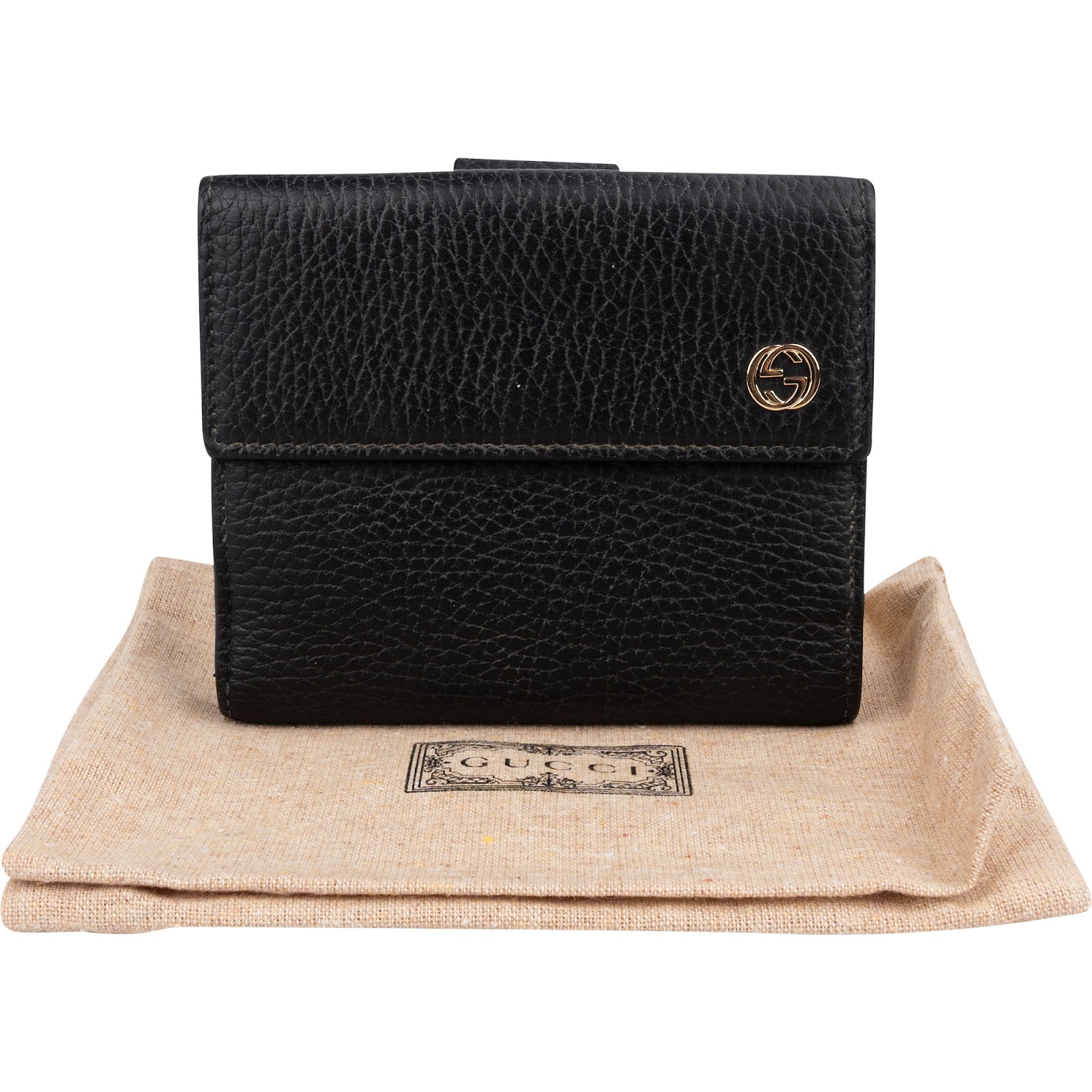 Gucci Grained Leather Interlocking GG Wallet