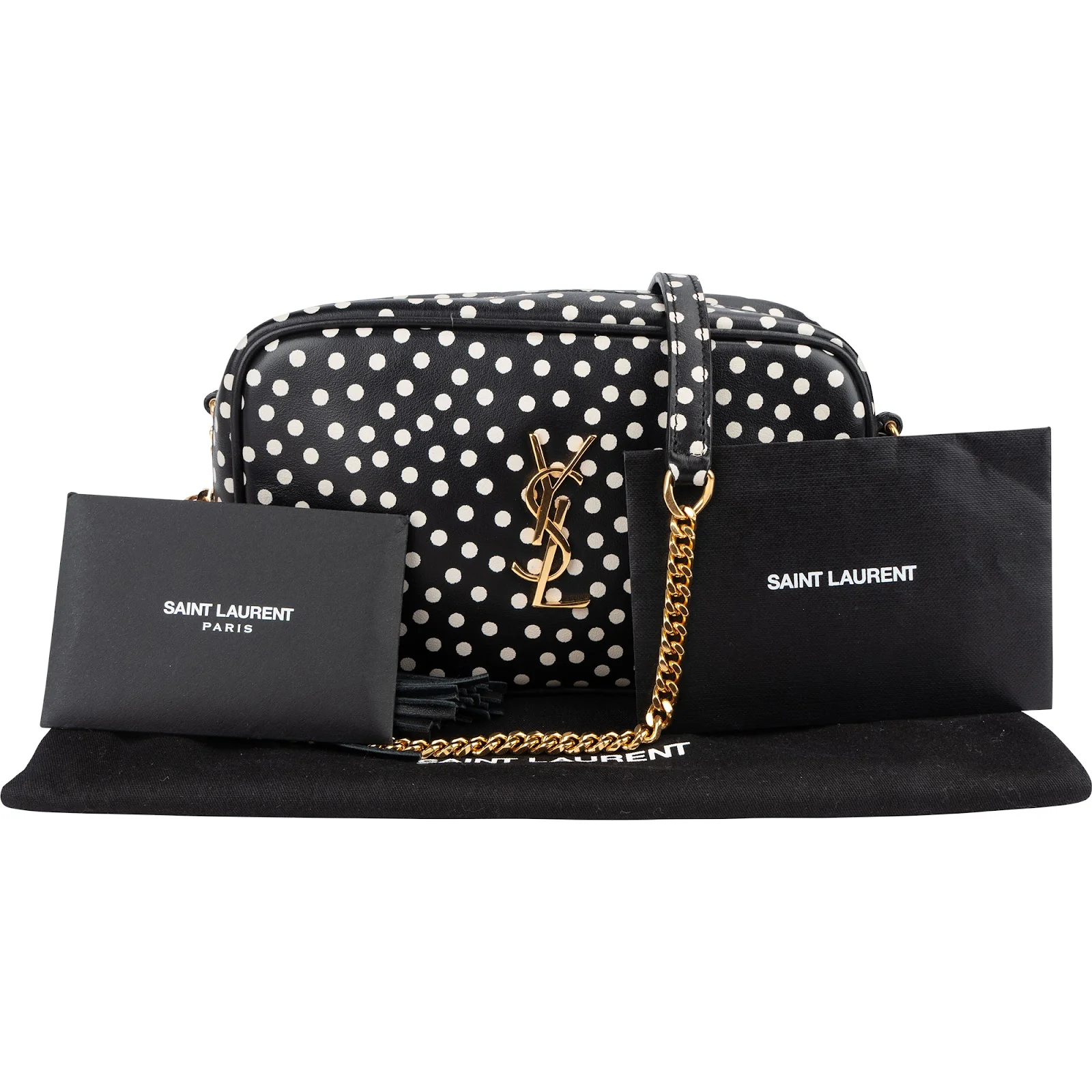 Saint Laurent Polka Dot Leather Lou Camera Crossbody Bag