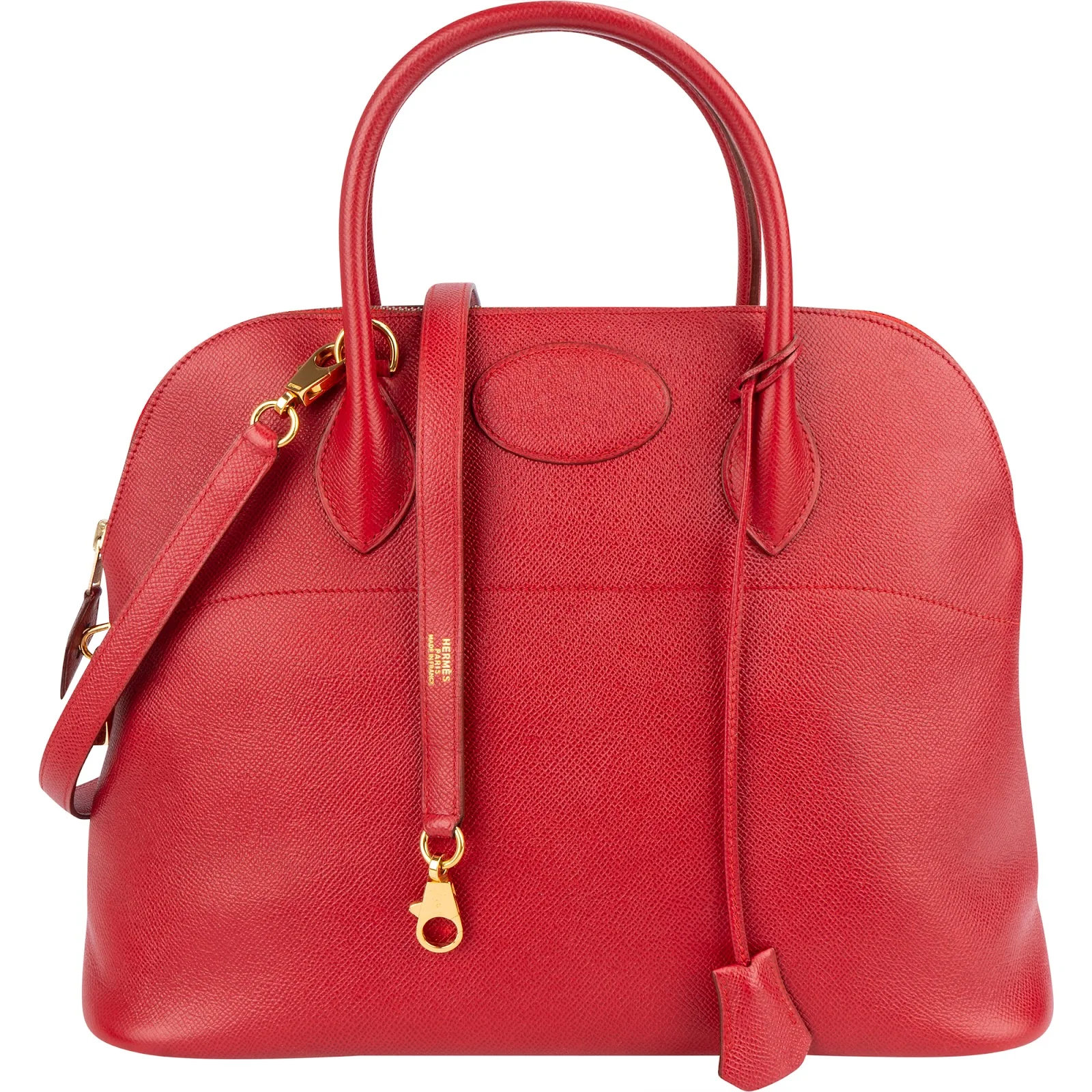 Hermès Rouge Courchevel Leather Bolide 35 Handbag