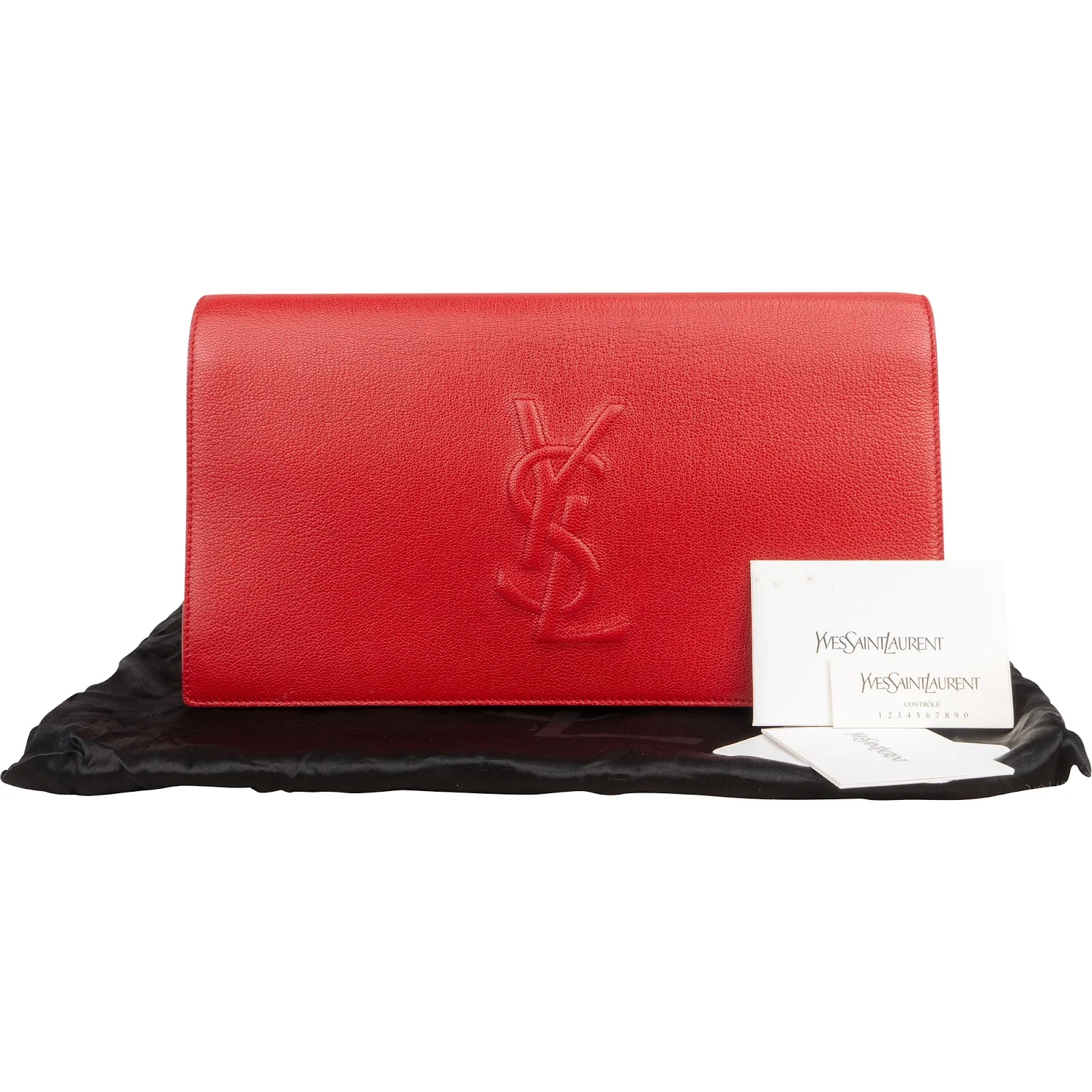 Saint Laurent Grain de Poudre Leather Cassandre Clutch