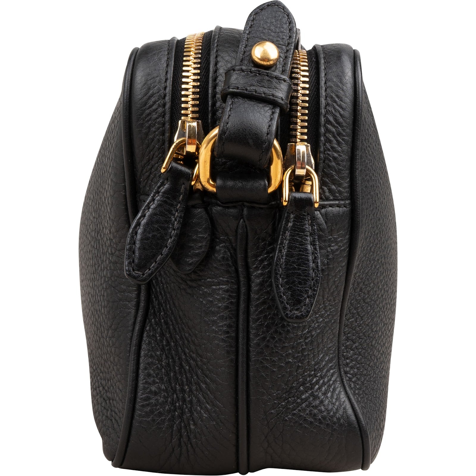 Prada Black Vitello Daino Leather Camera Crossbody Bag 1BH079