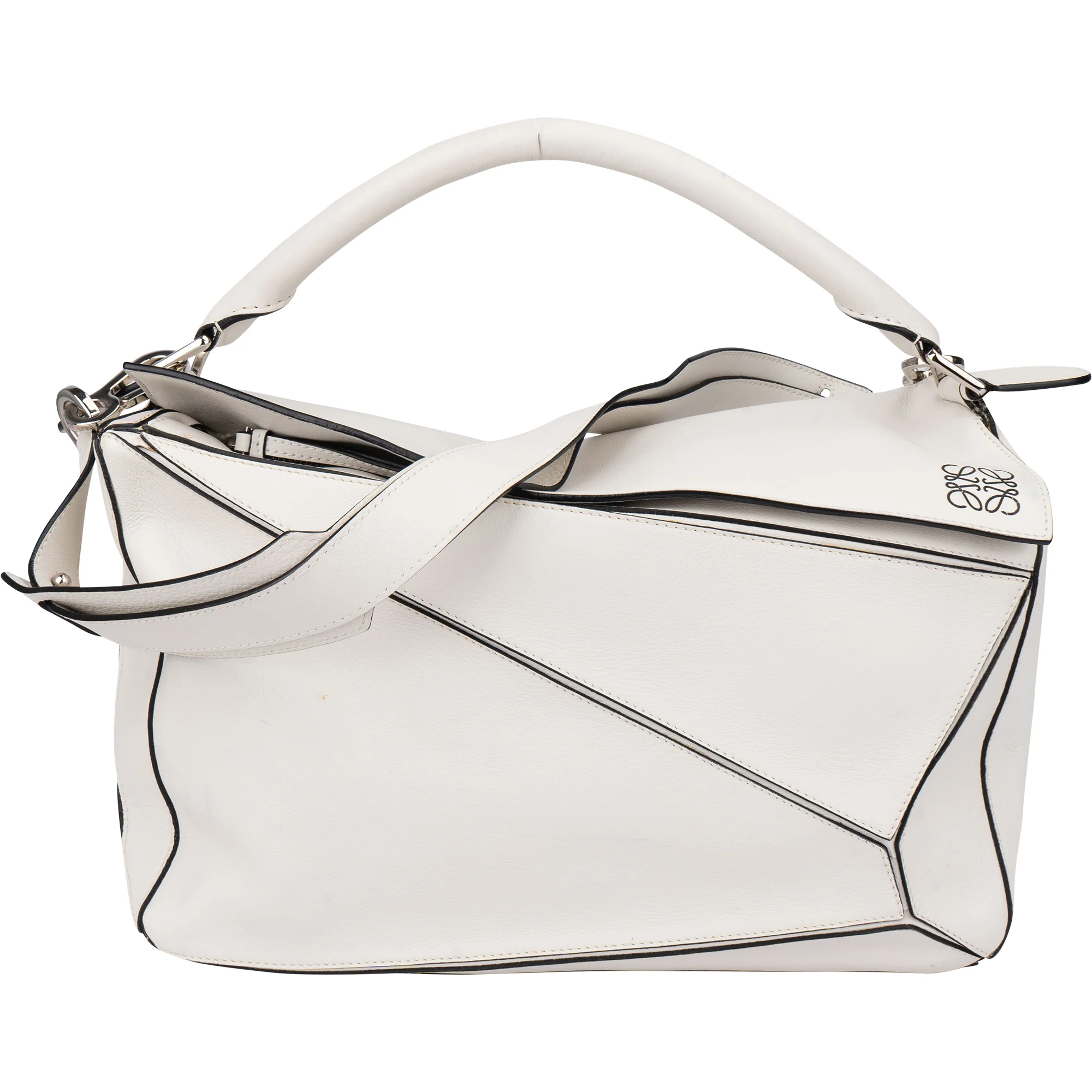 Loewe White Leather Puzzle Handbag