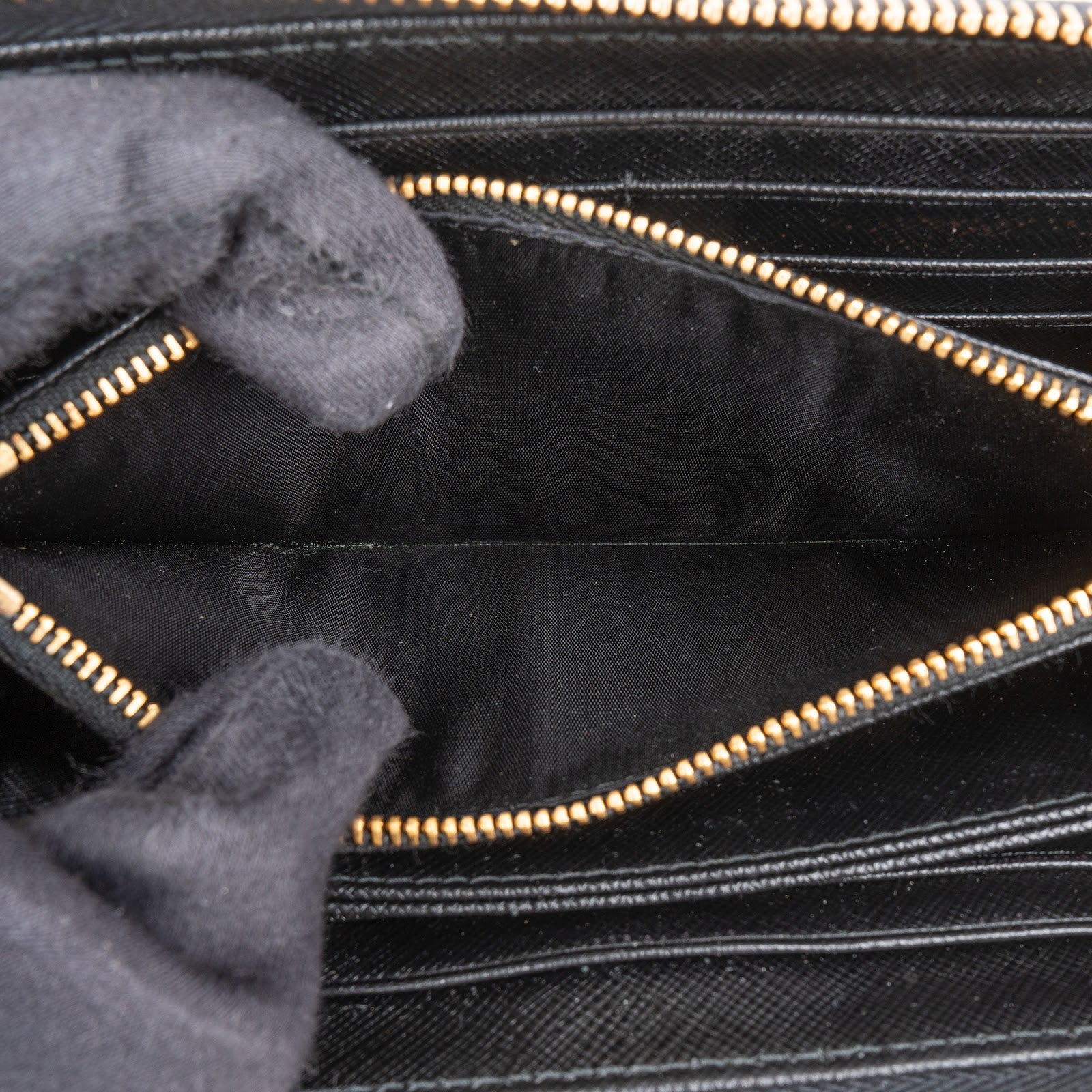 Prada Saffiano Metal Leather Zip-Around Wallet