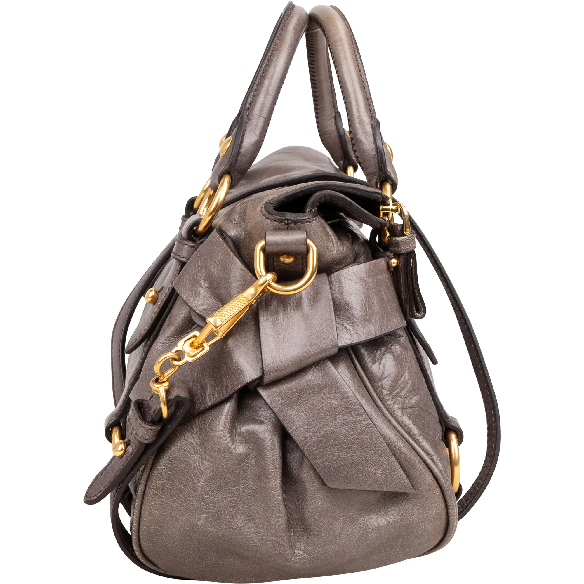 Miu Miu Grey Leather City Handbag