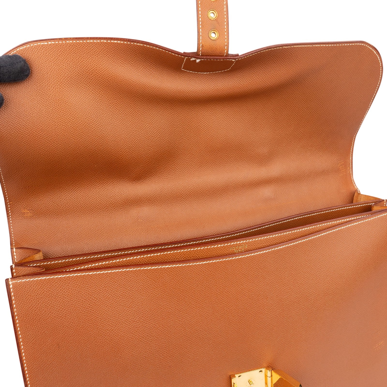 Borsa da lavoro Hermès in pelle marrone Courchevel "Sac à Dépeches"