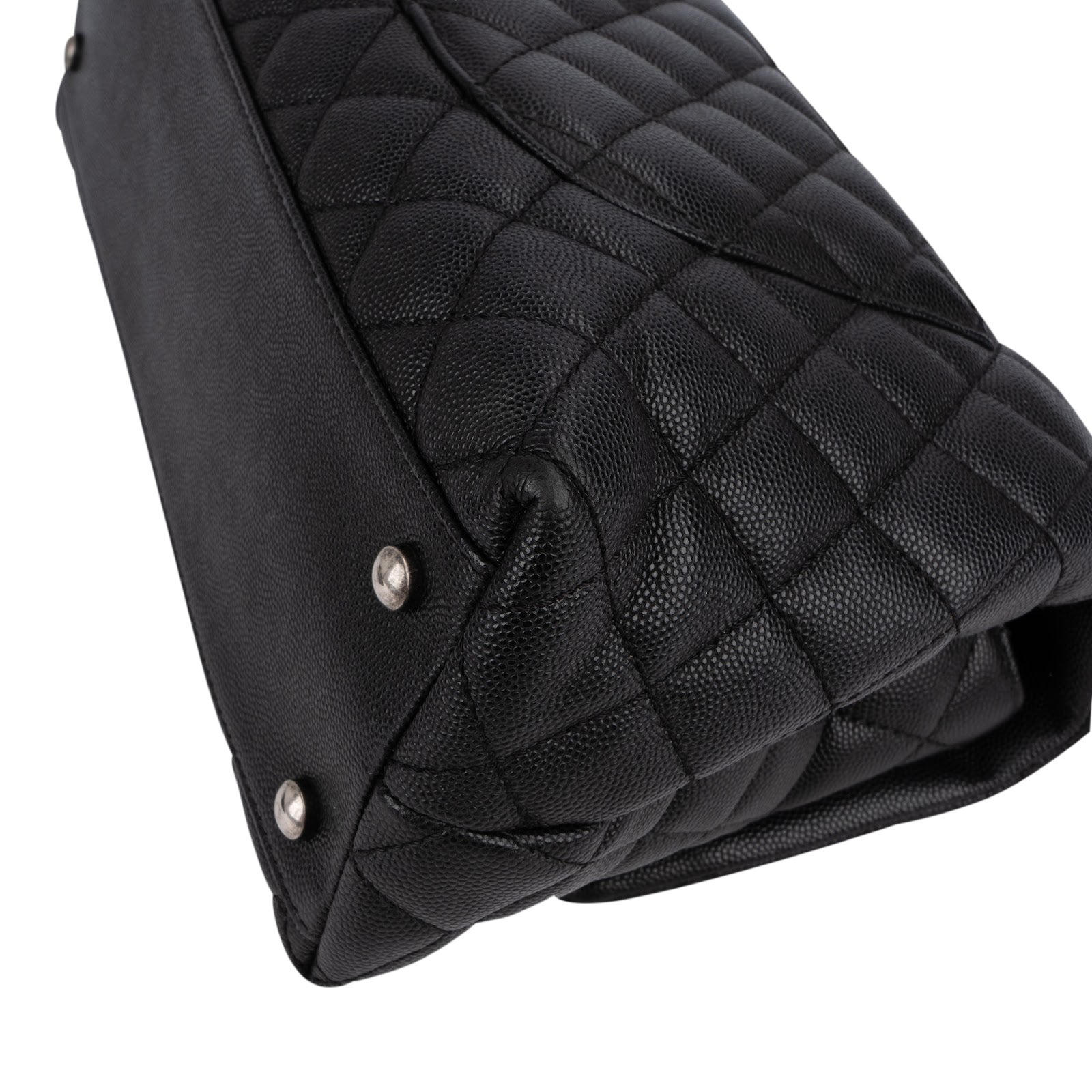 Chanel Quilted Caviar Leather Palladium Coco Handle Single Flap Handbag