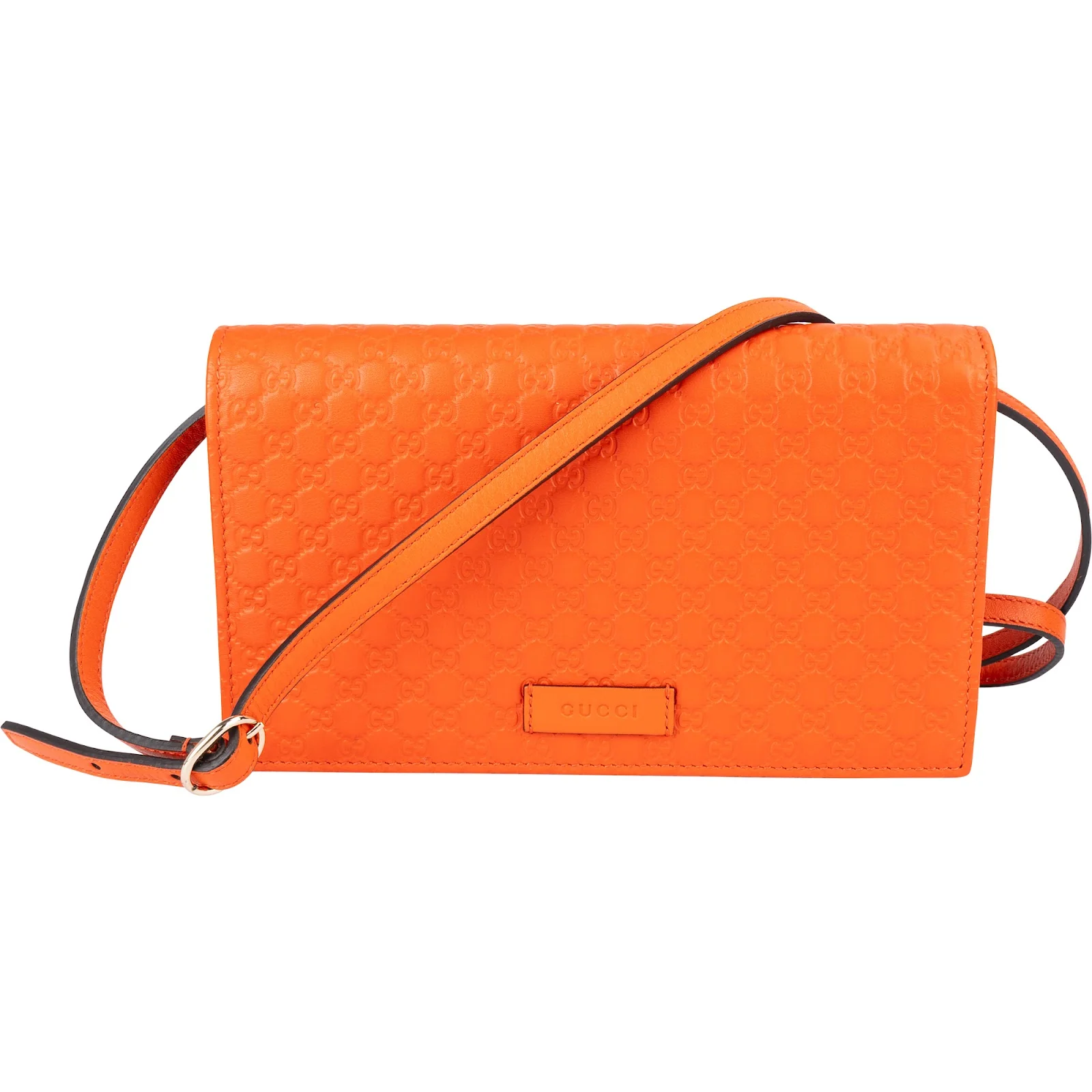 Gucci Microguccissima Orange Wallet on a Chain Crossbody Bag