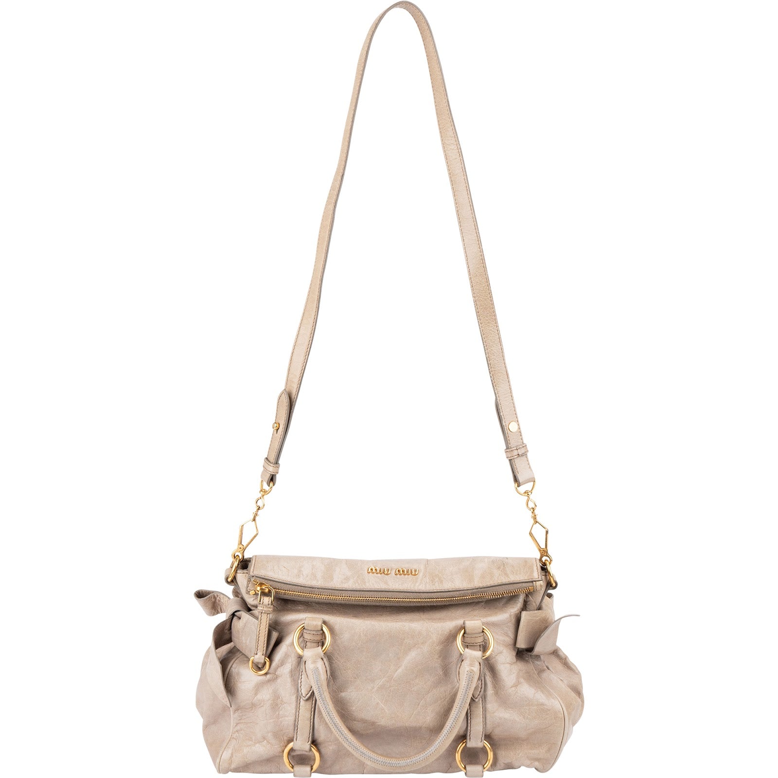 Miu Miu – Vitello Lux leren schoudertas met strik