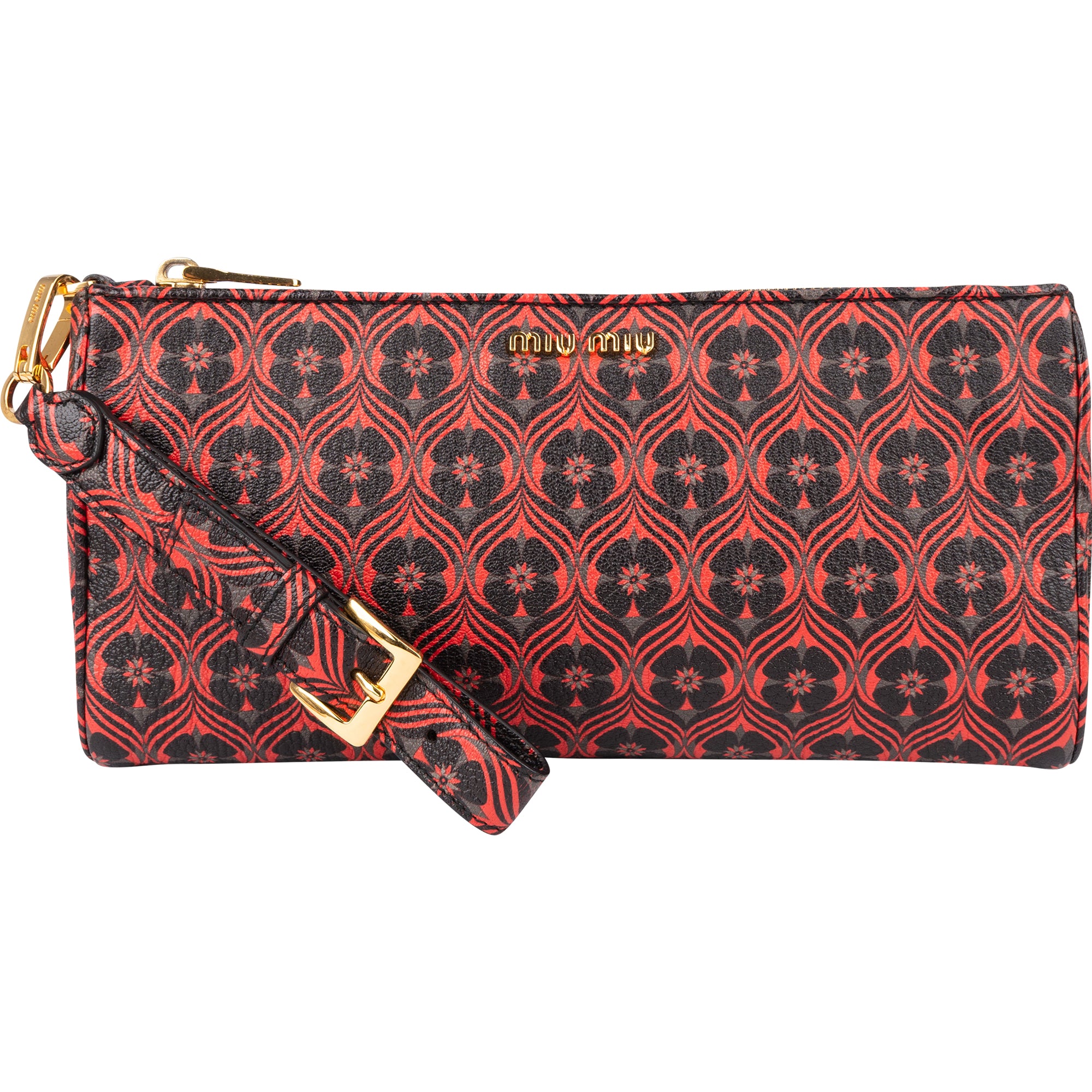 Miu Miu Printed Leather Wristlet Pouch