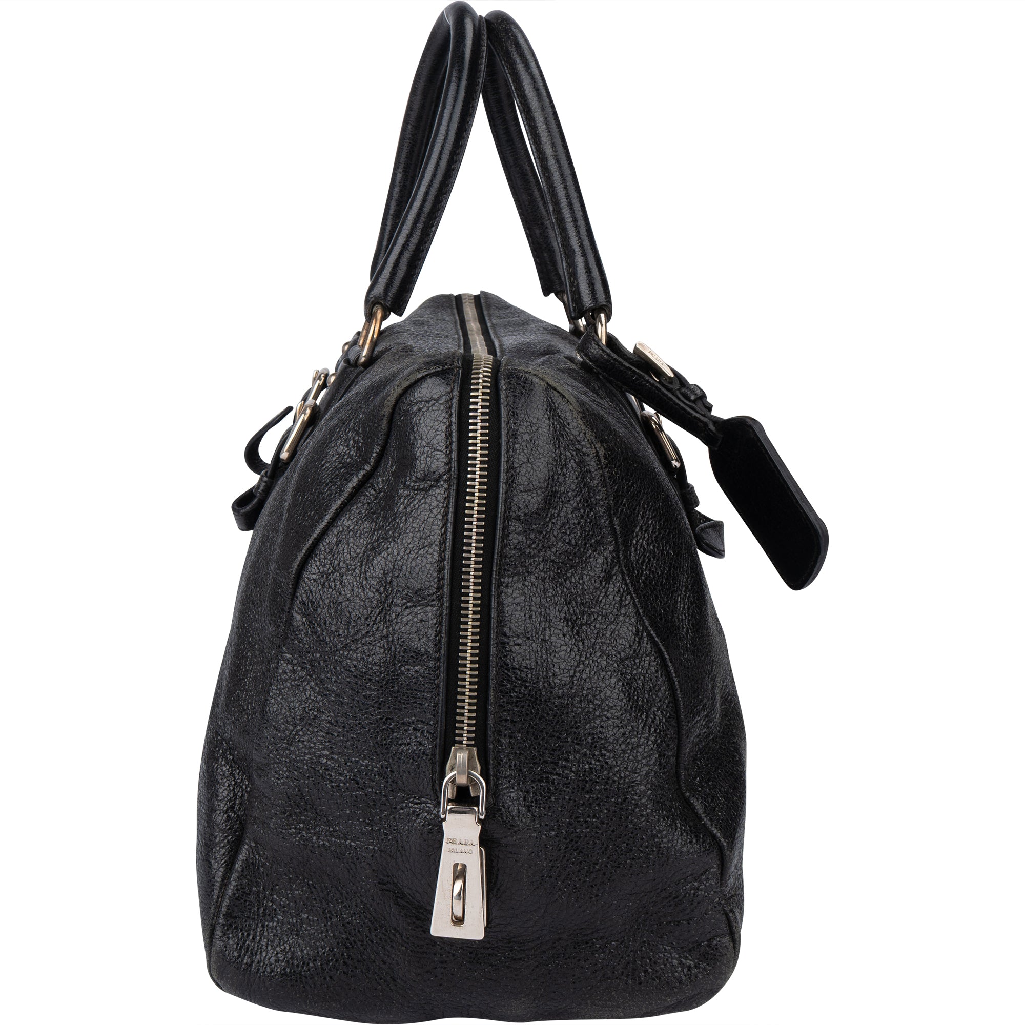 Prada Shimmering Leather City Boston Bag