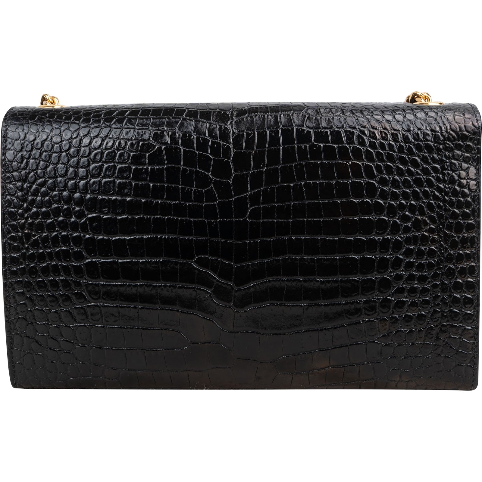 Saint Laurent Croc-Embossed Leather Kate Tassel Chain Crossbody Bag