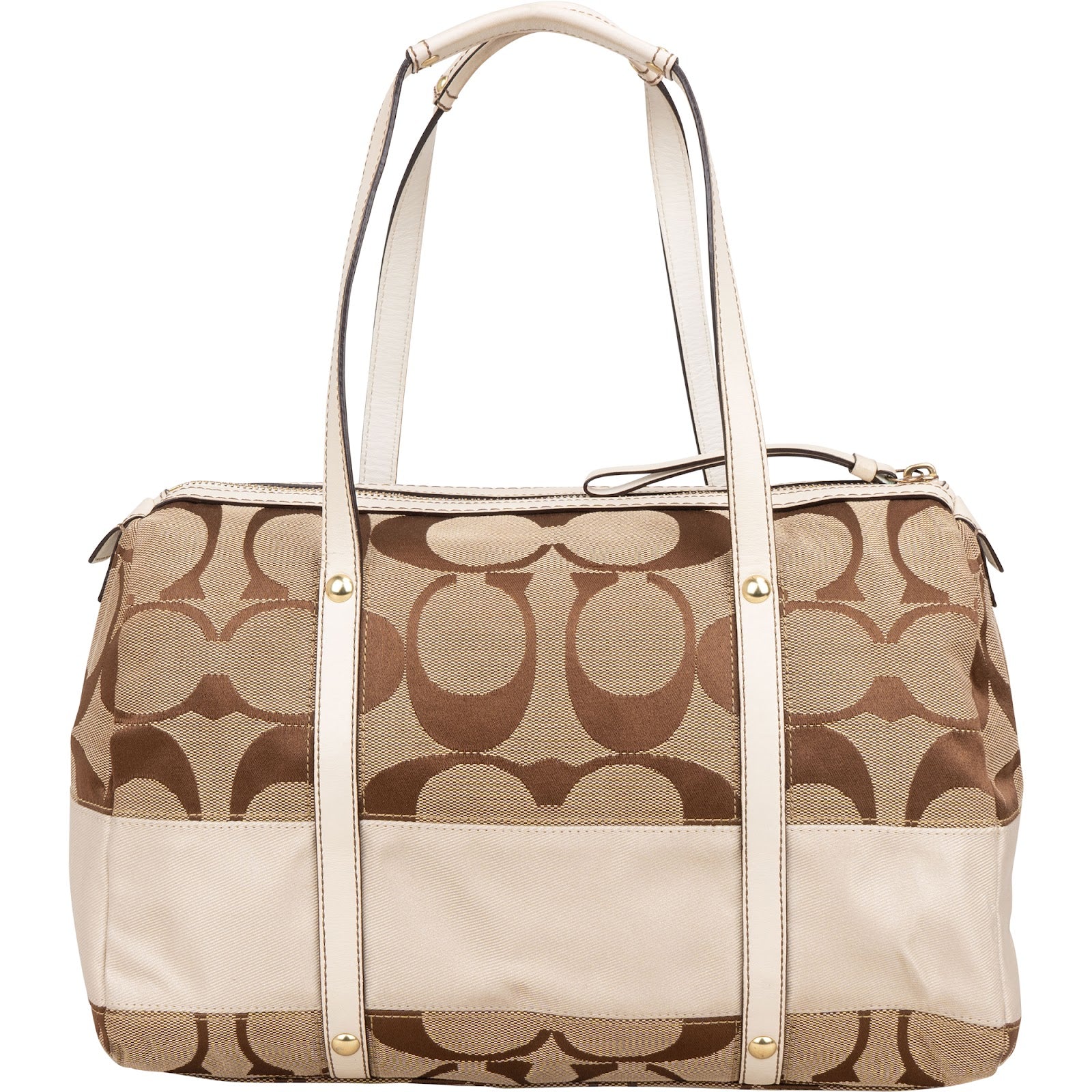 Coach Monogram Signature Stripe Duffle Shoulder Bag
