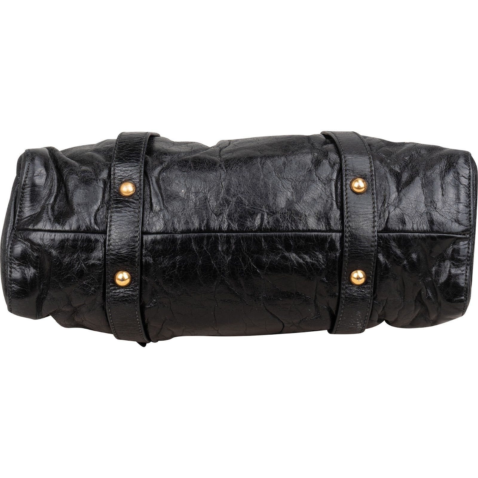 Miu Miu Black Vitello Lux Leather Satchel Handbag