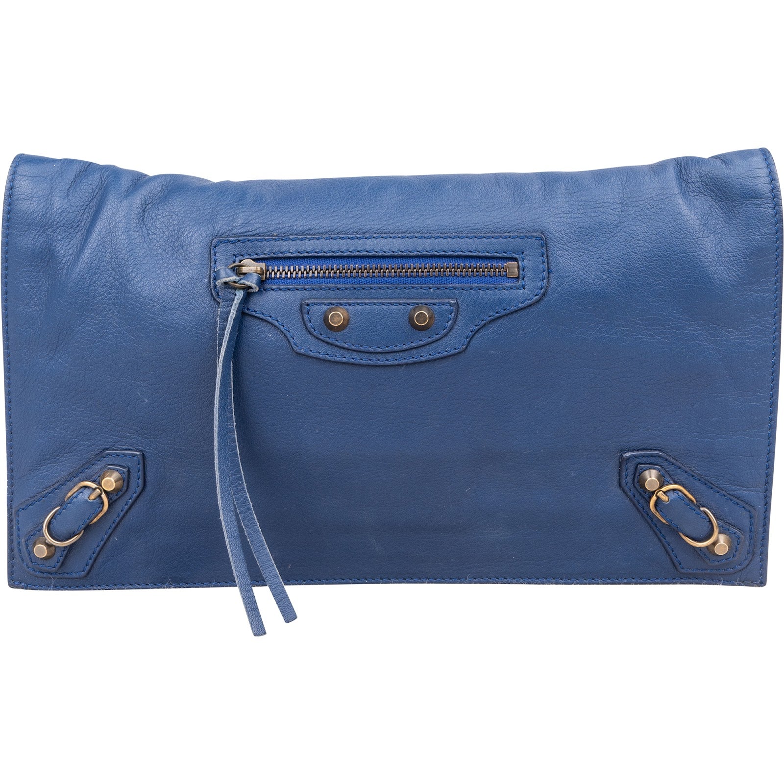 Balenciaga Blue Leather City Clutch