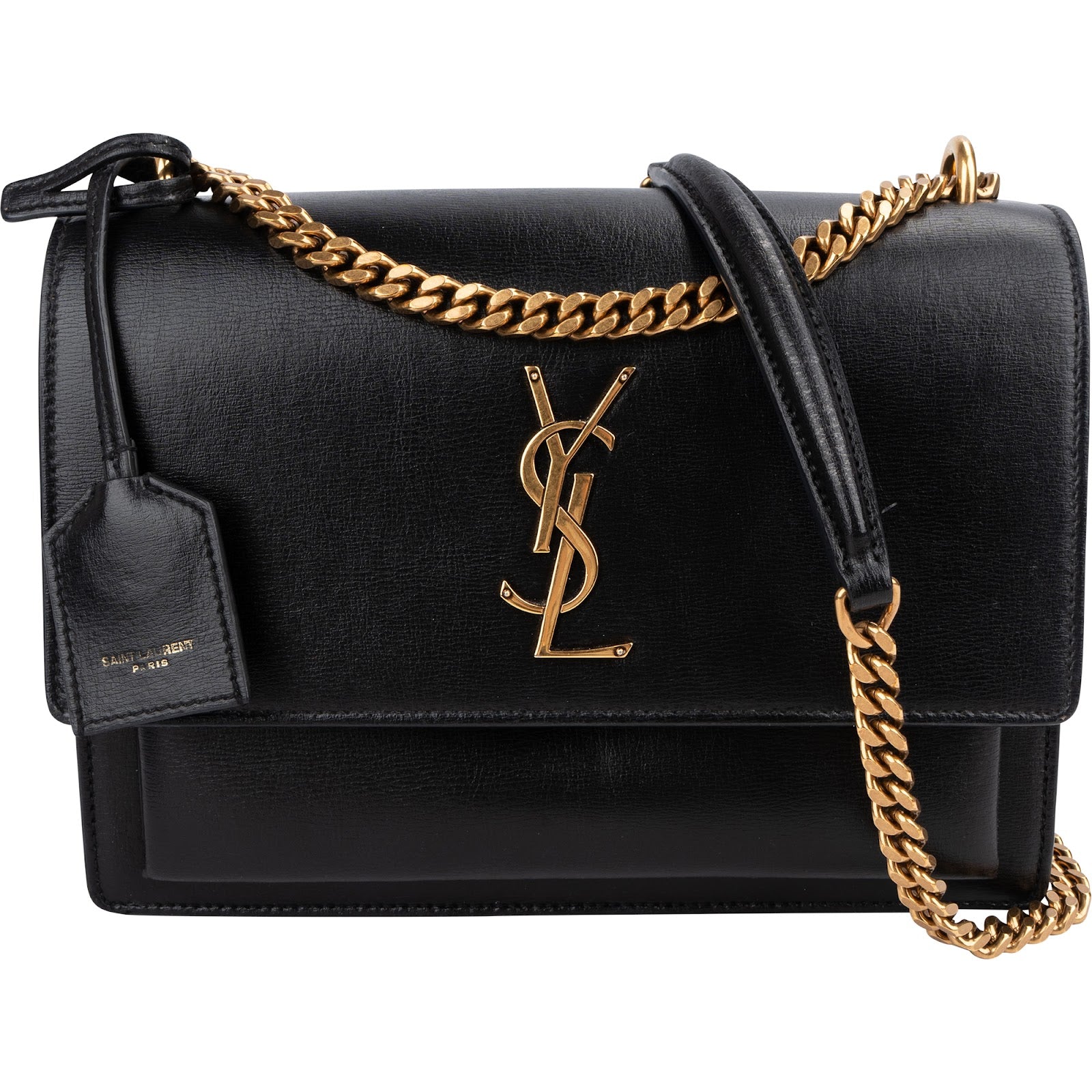 Saint Laurent Black Leather Sunset Medium Crossbody Bag