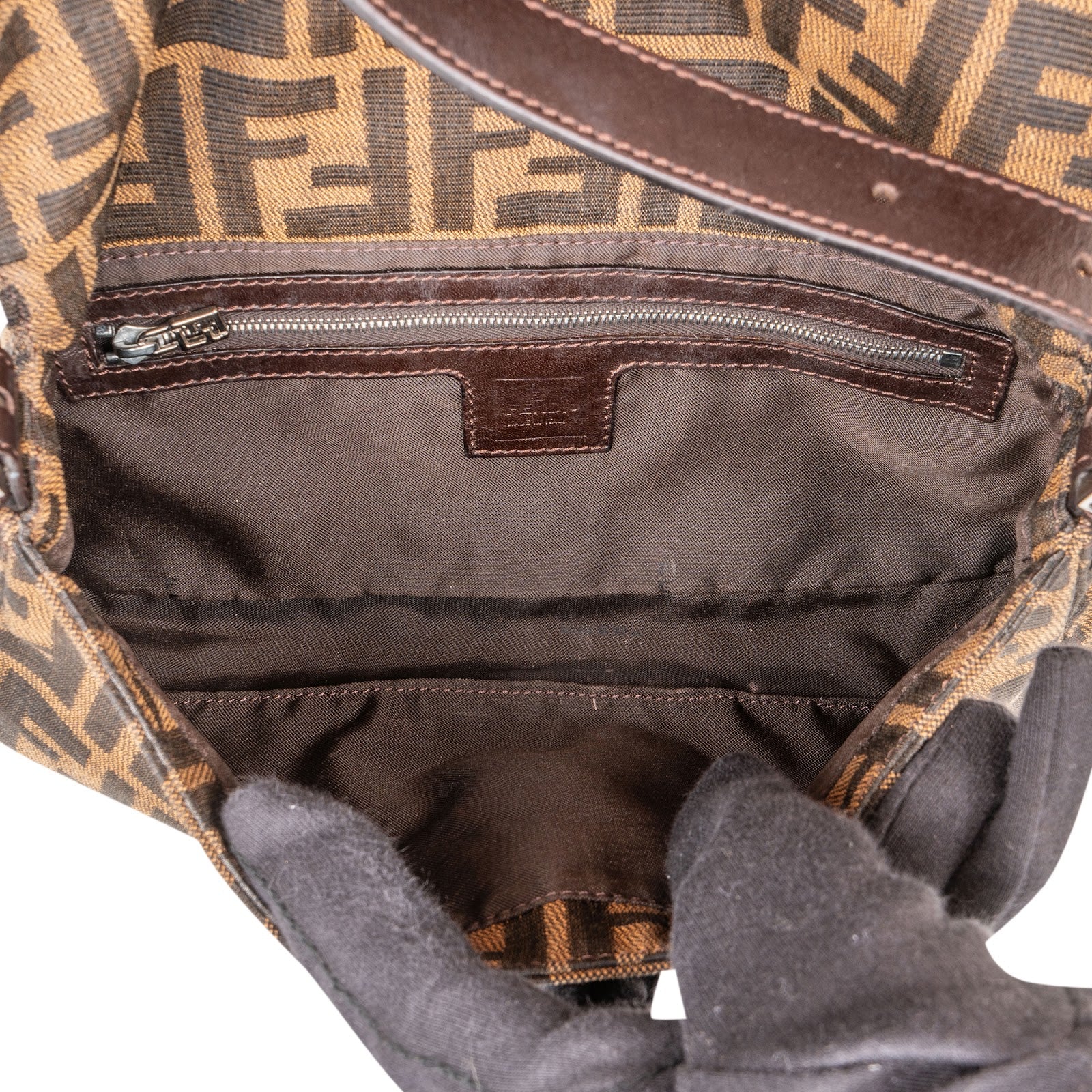 Sac à bandoulière Fendi Monogram FF Zucca Baguette