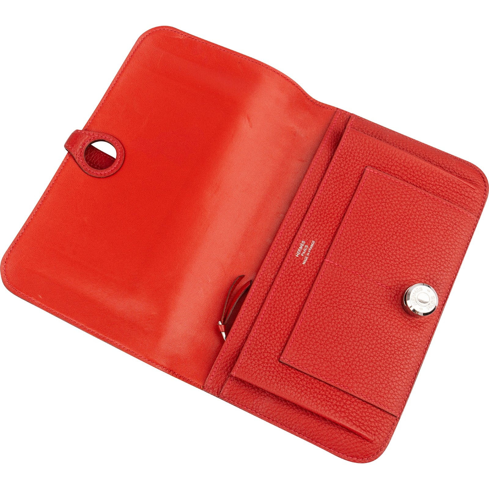 Hermès Rouge Grained Togo Leather Dogon Wallet
