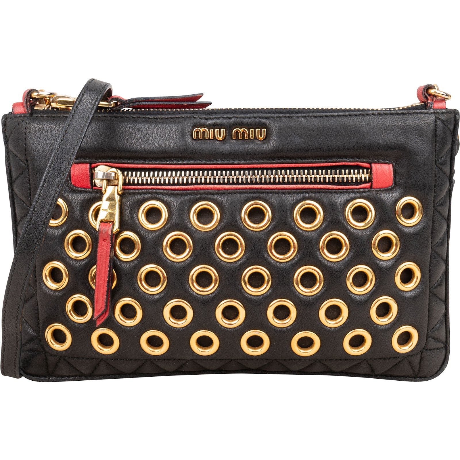 Miu Miu Quilted Leather Eyelet Crossbody Bag