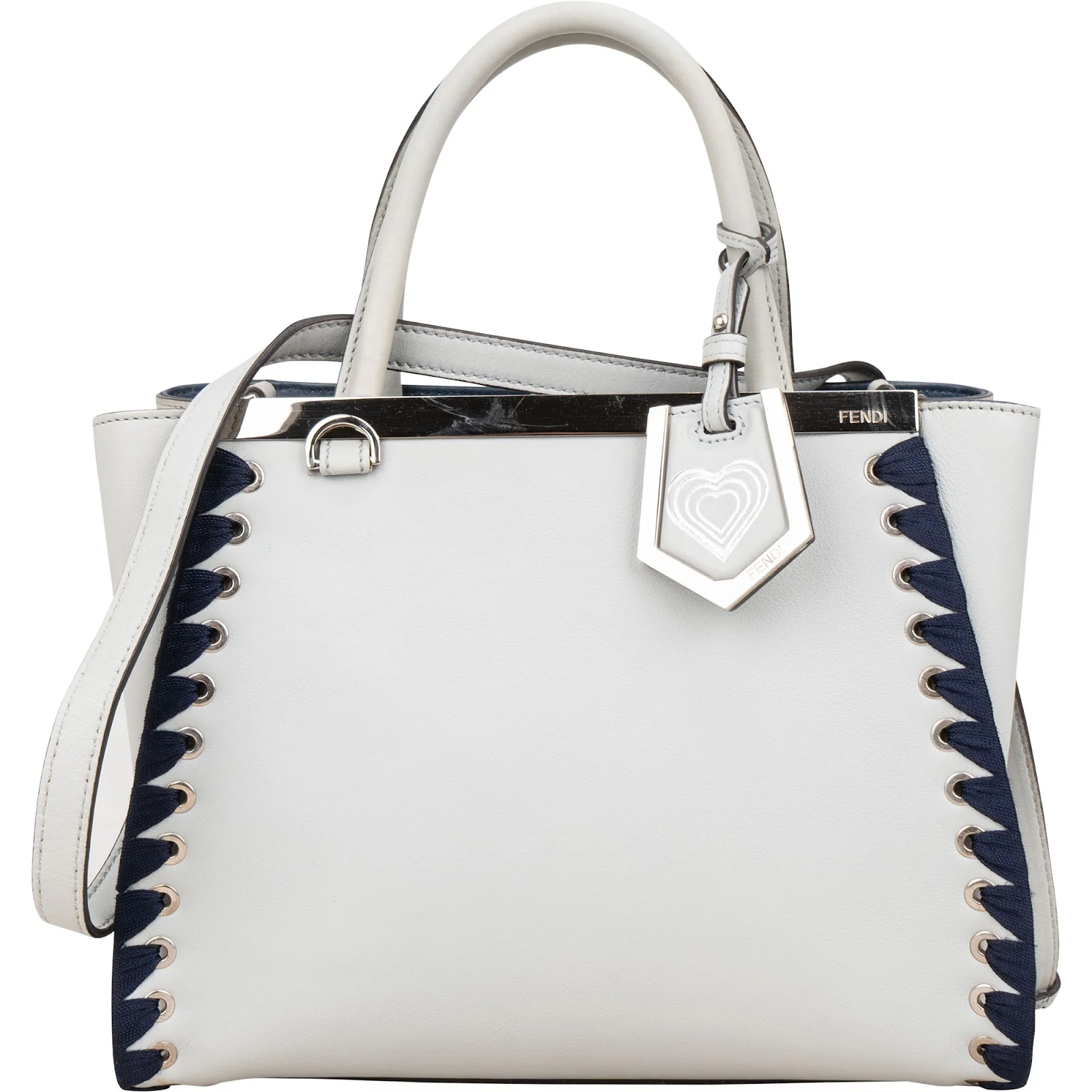 Fendi Light Blue Leather Whipstitch 2Jours Mini Handbag