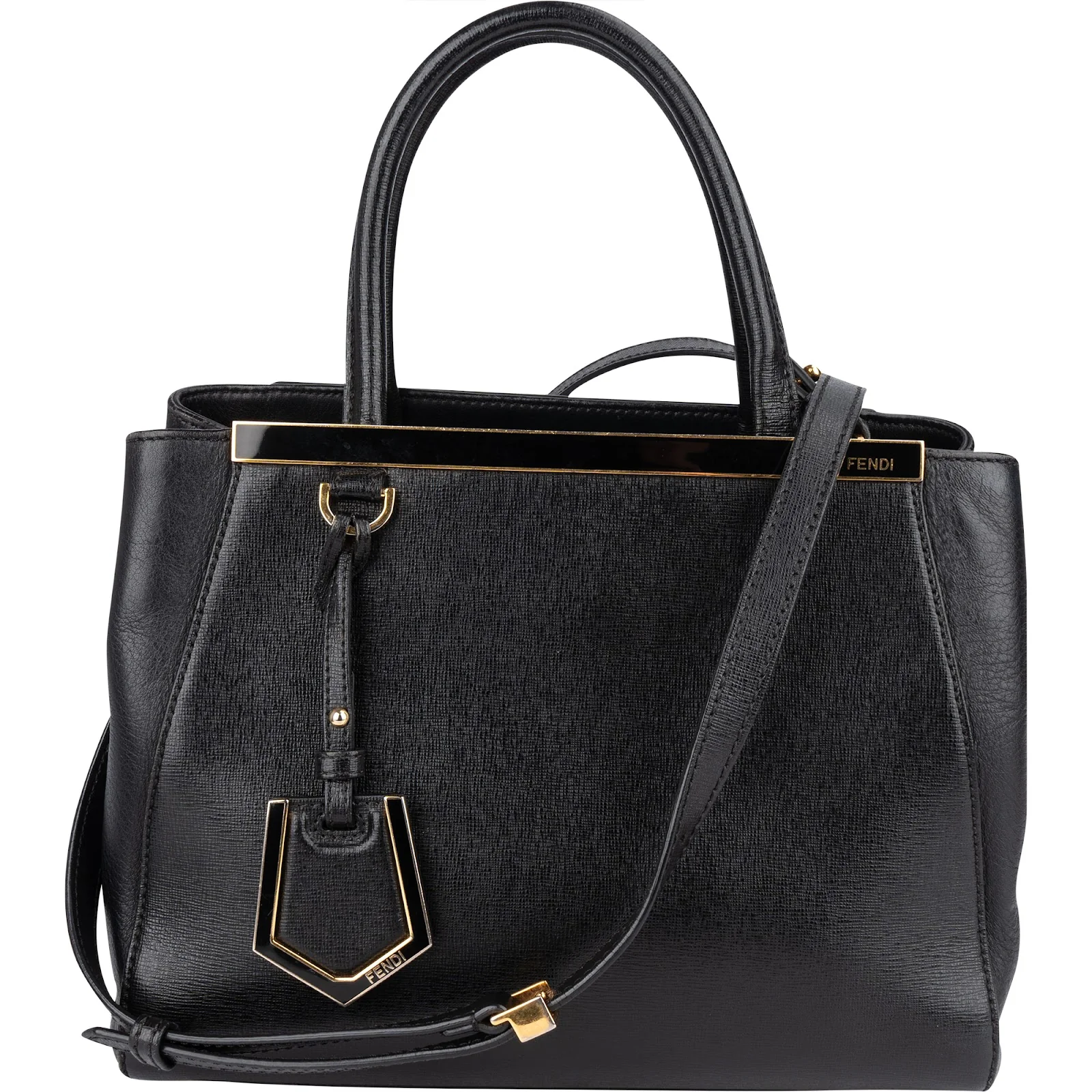 Fendi Black Leather 2Jours Handbag