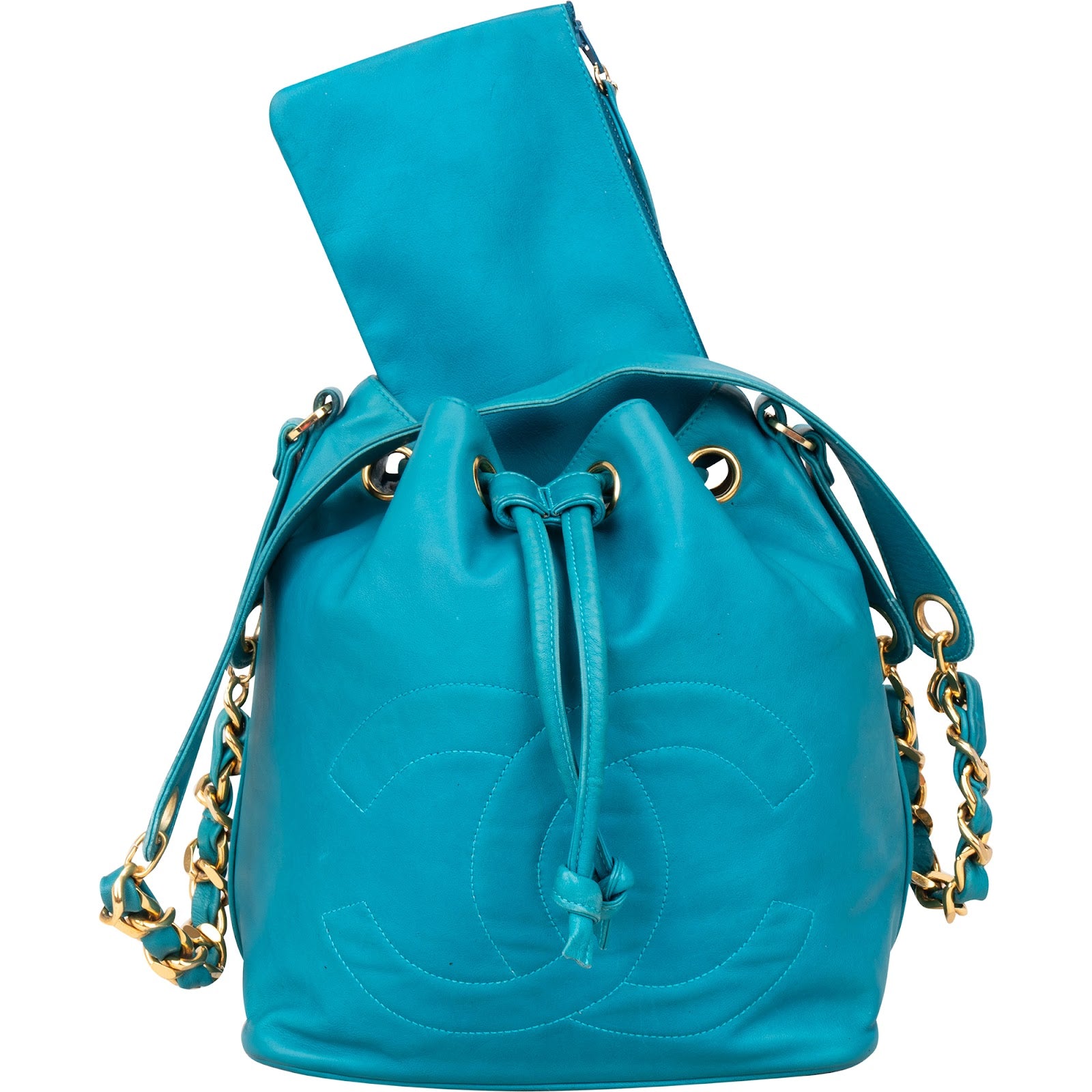 Chanel Lambskin Leather CC Drawstring Bucket Crossbody Bag