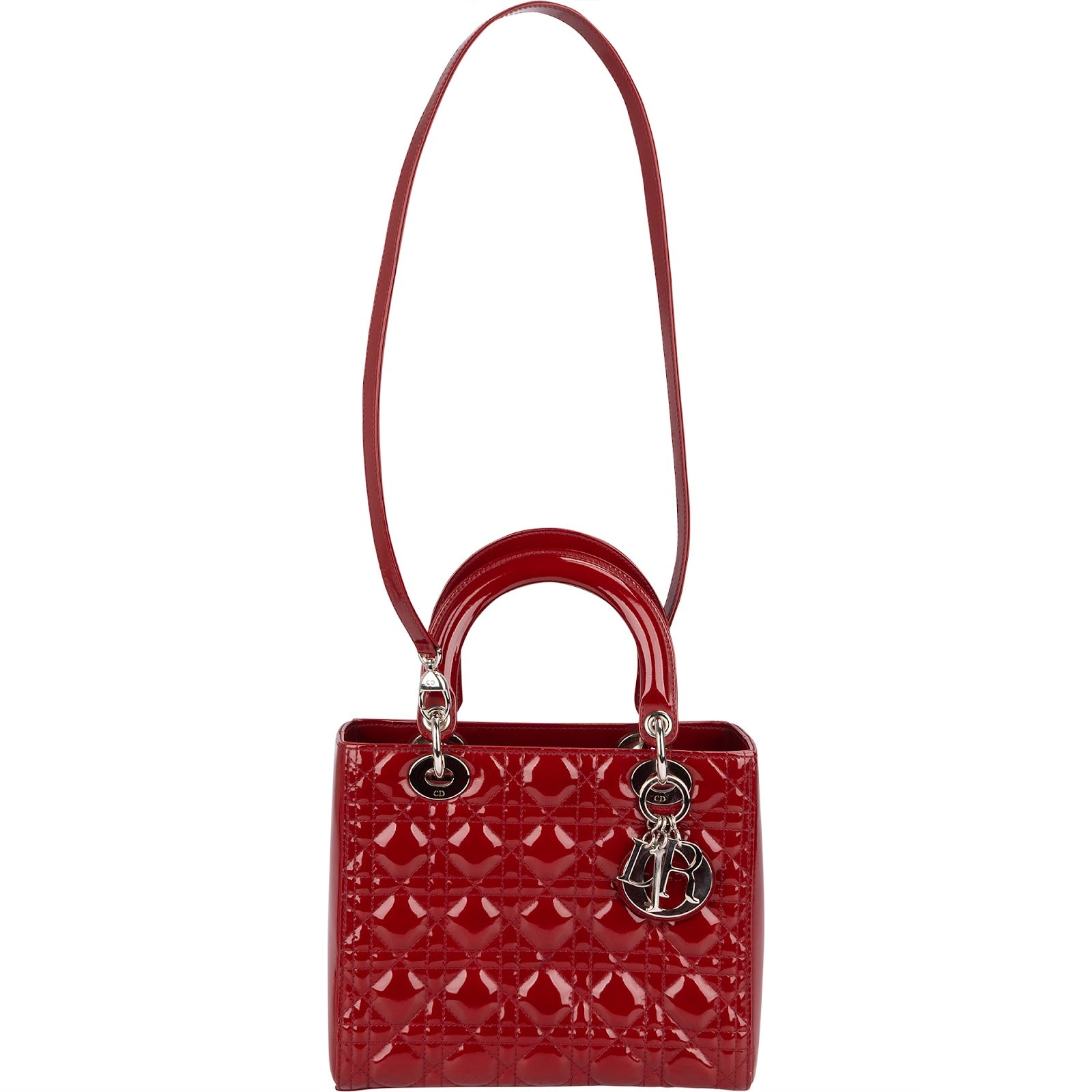 Christian Dior Quilted Patent Leather Lady Dior Handbag