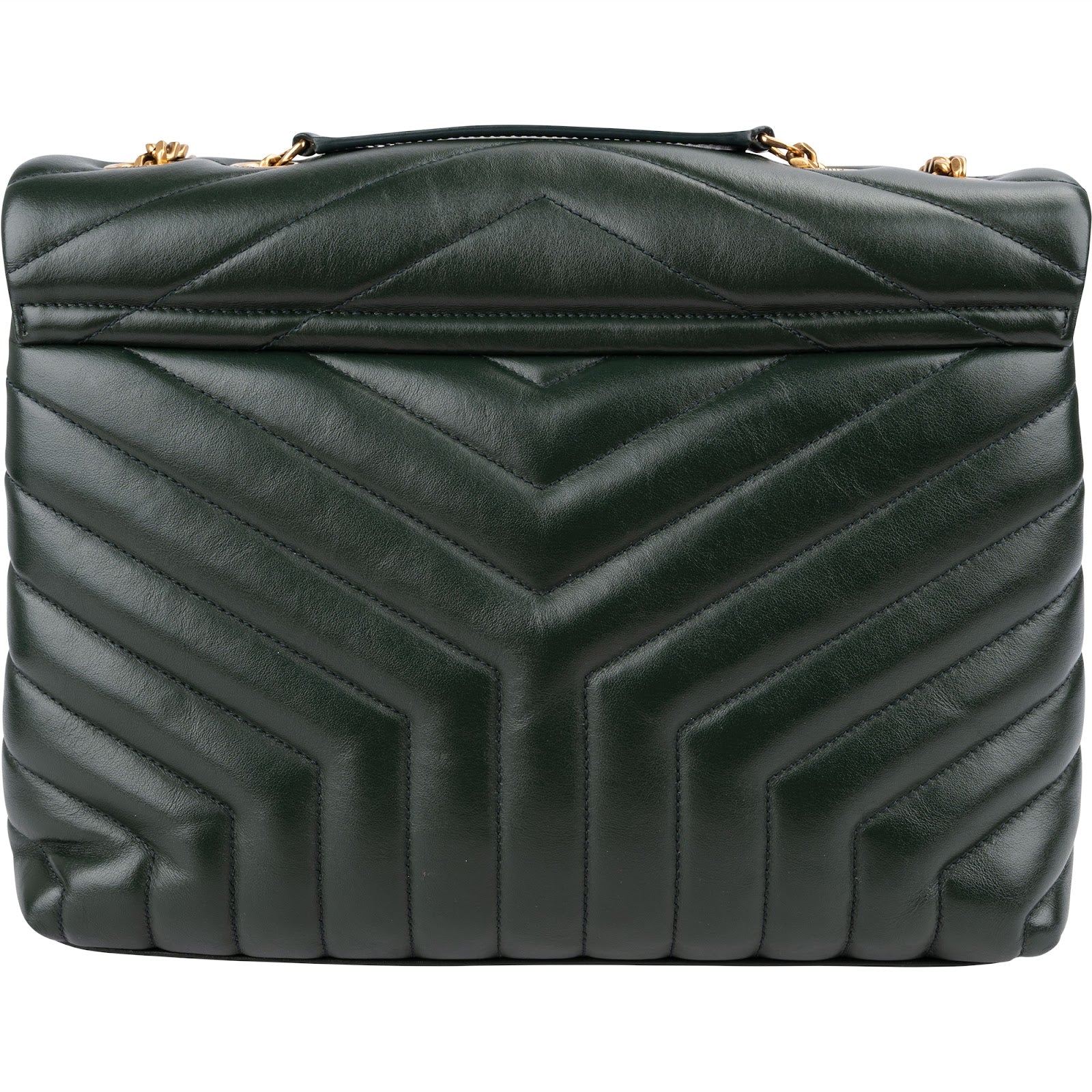 Yves Saint Laurent Dark Green Quilted Calfskin Medium Loulou Schultertasche