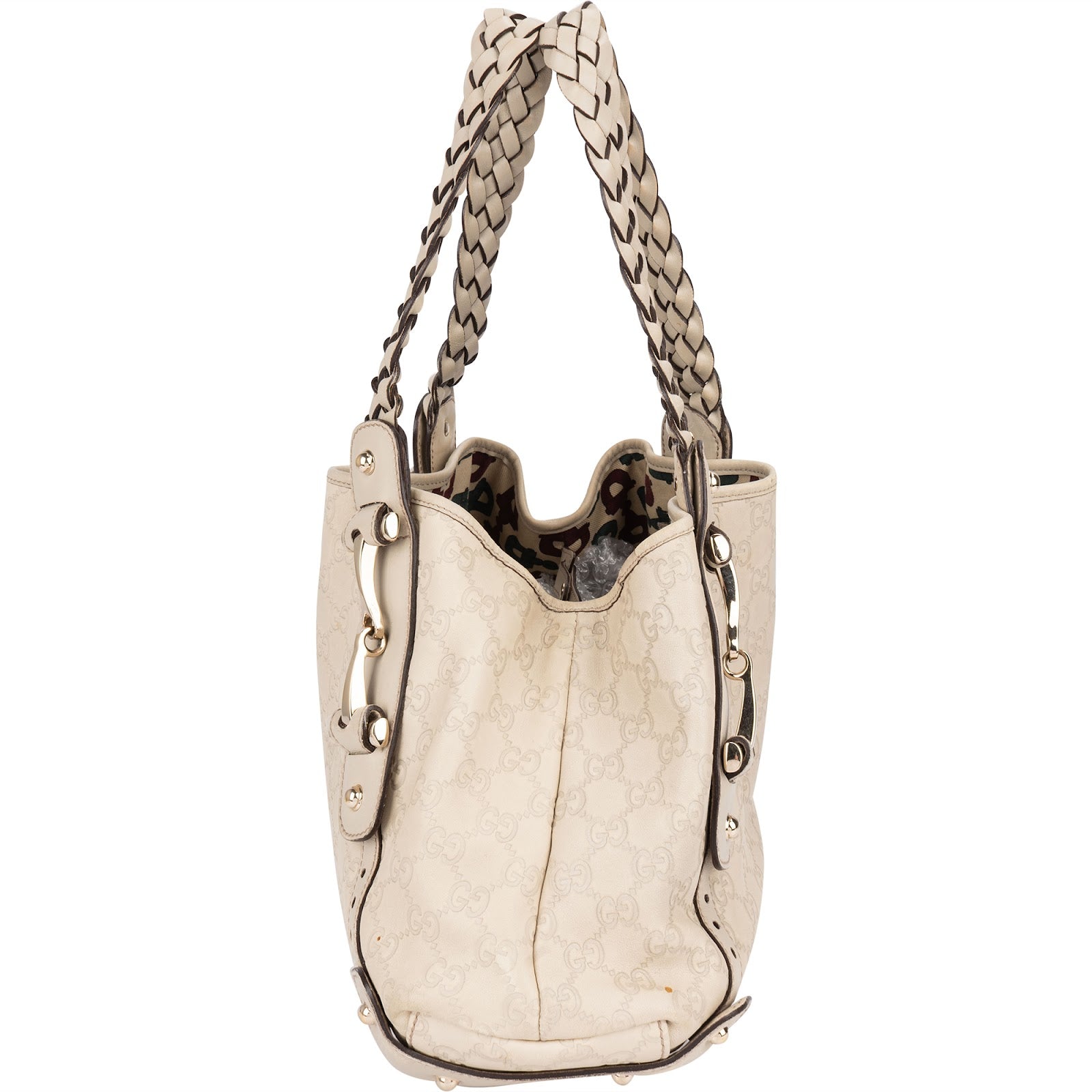 Gucci Guccissima Leather GG Pelham Horsebit Braided Handle Handbag