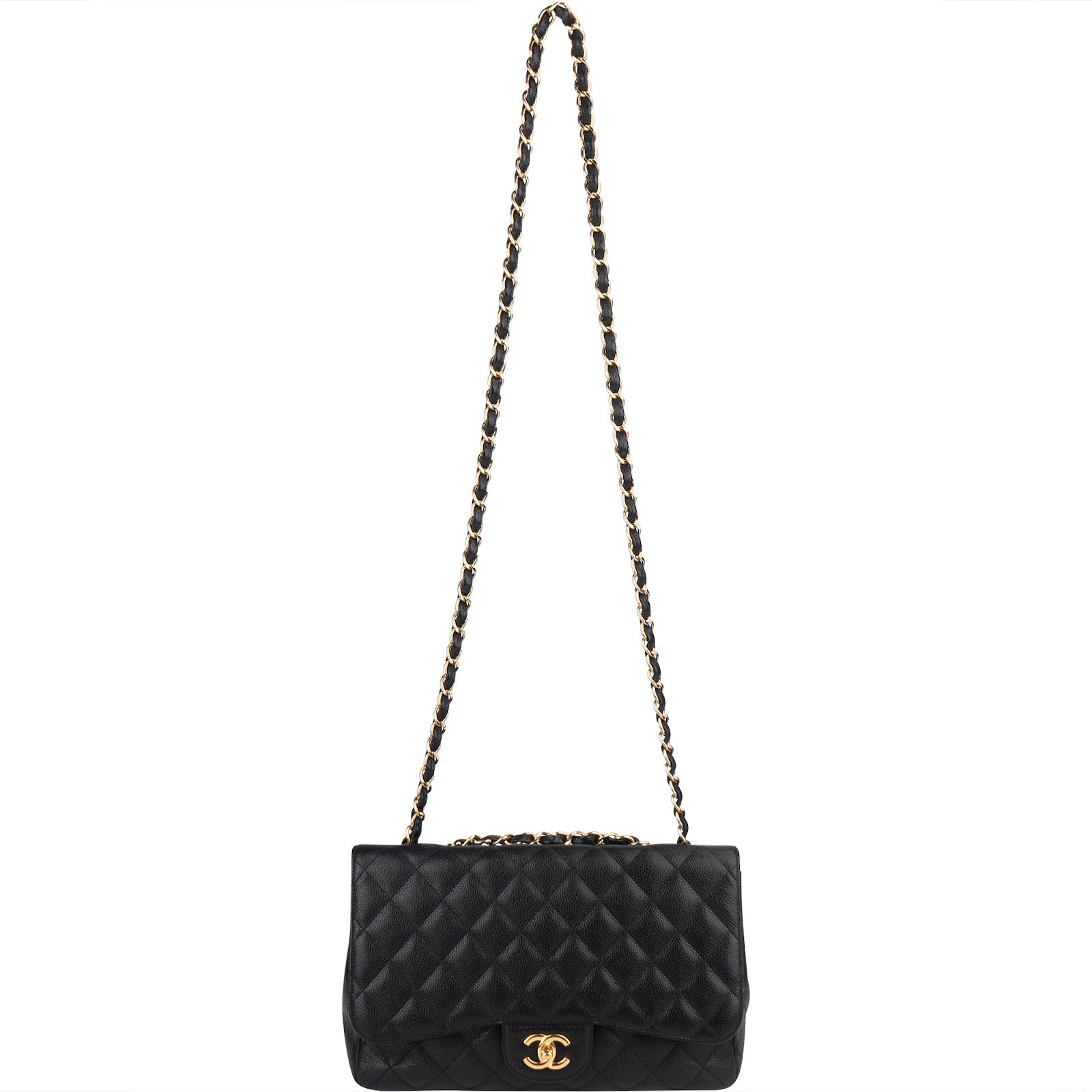 Chanel Quilted Caviar Leather Jumbo Single Flap Crossbody Bag