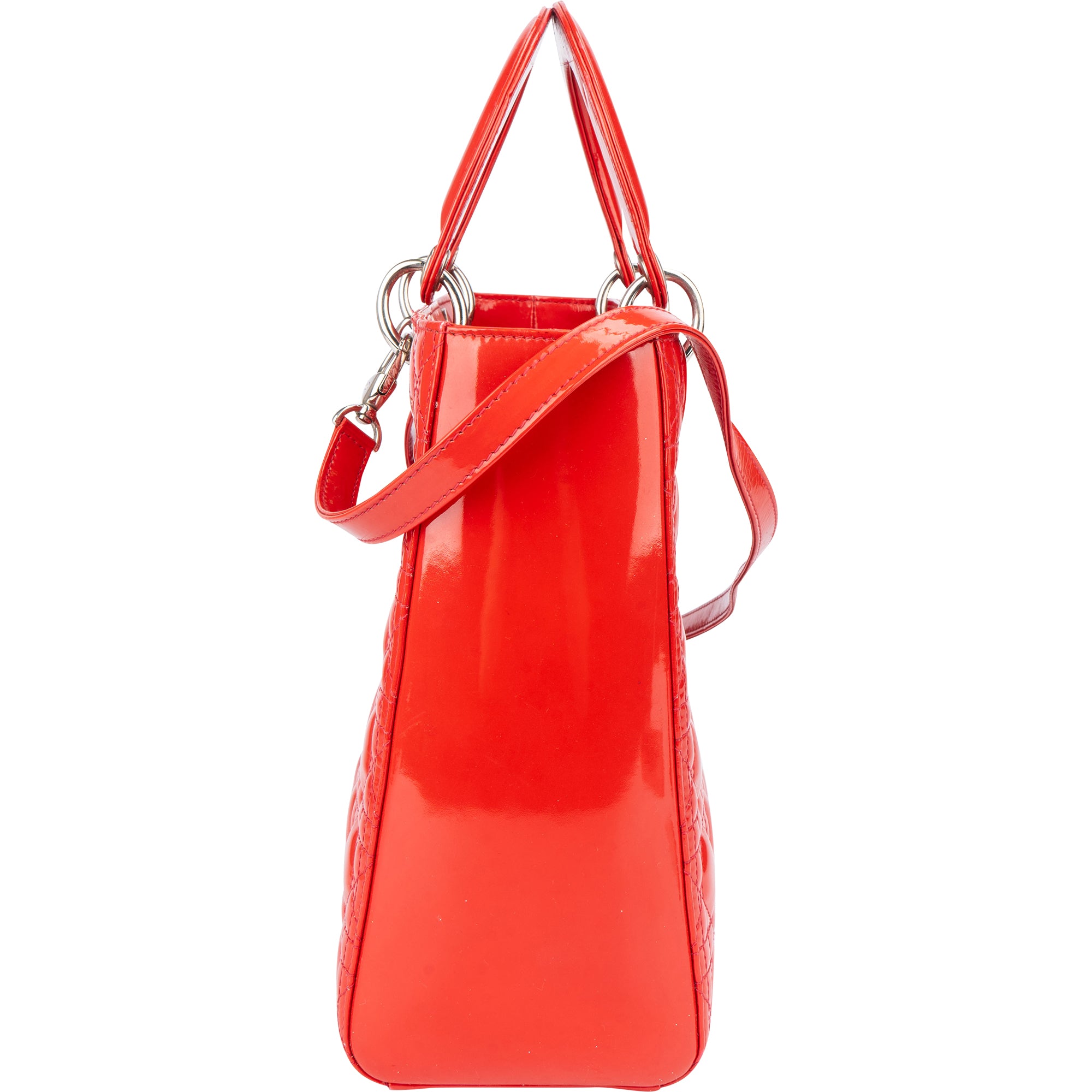 Christian Dior Red Patent Leather Lady Dior Handbag