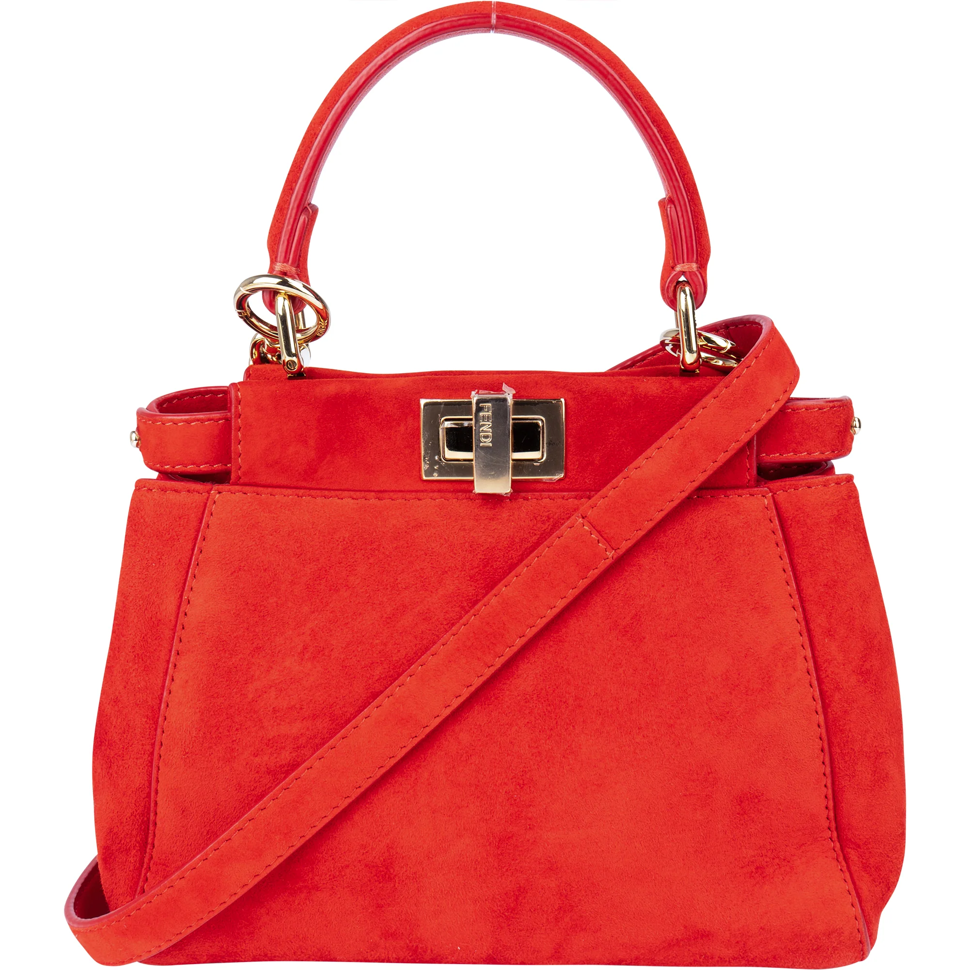 Fendi Red Suede Peekaboo Handbag
