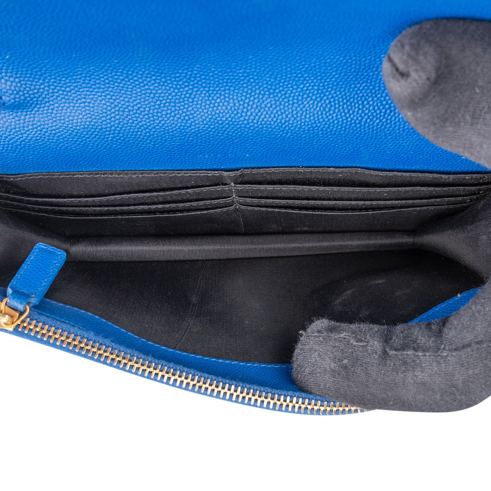 Saint Laurent Chevron Grain de Poudre Wallet On Chain Crossbody Bag