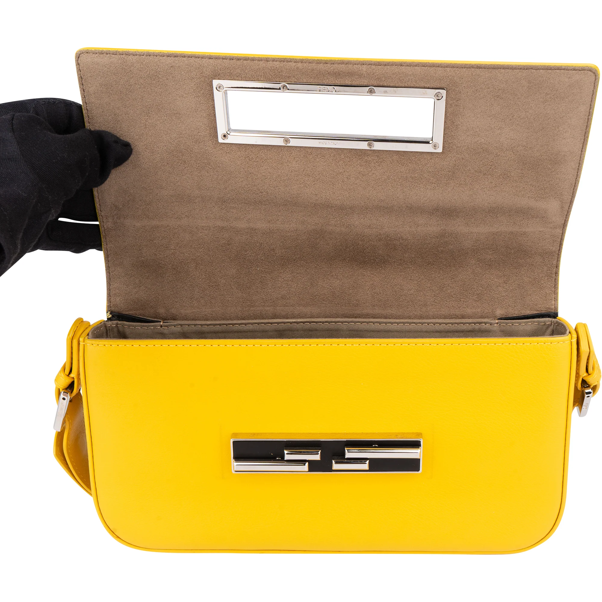 Fendi Sunflower Leather Limited Buckle Baguette Shoulder Bag
