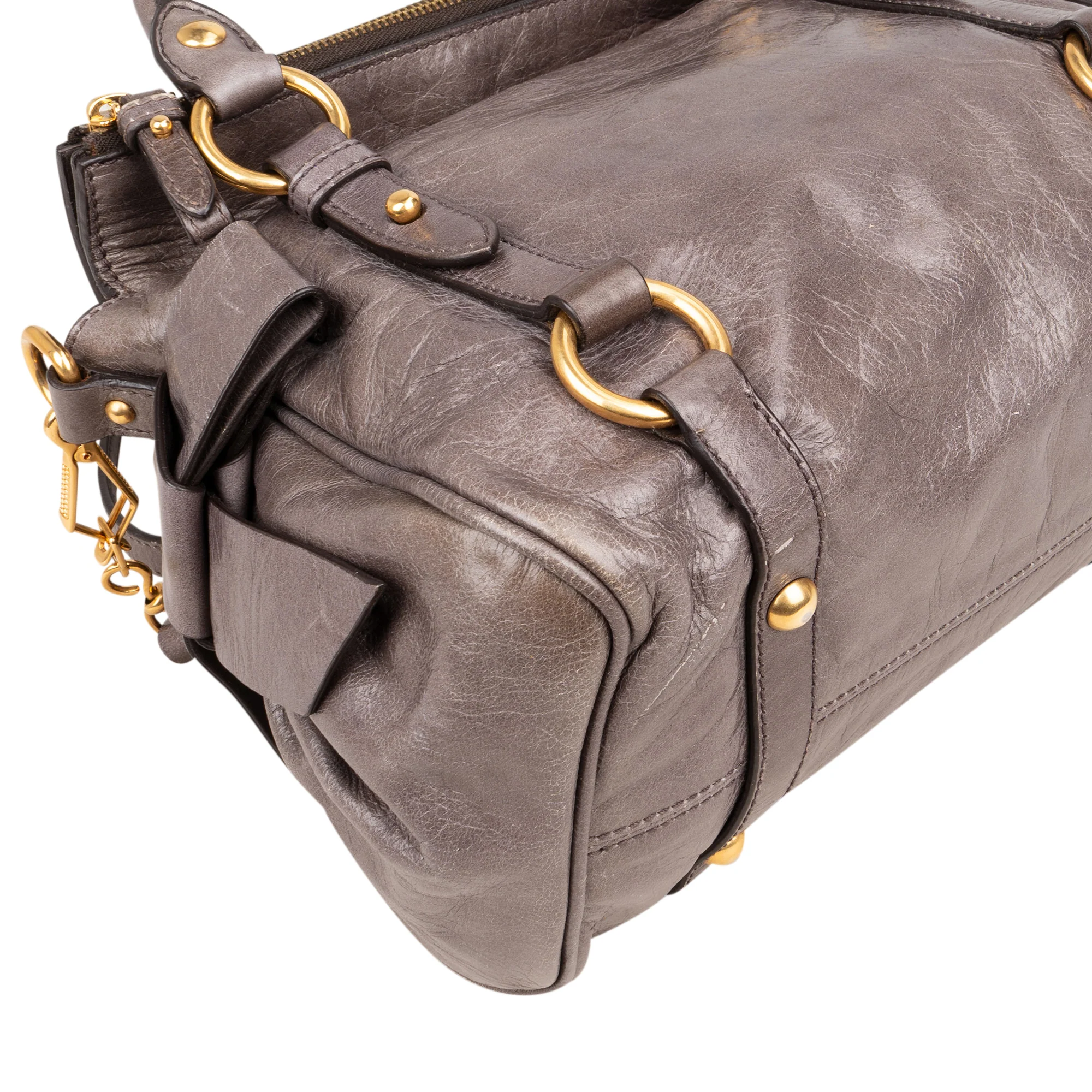 Miu Miu Grey Leather City Handbag