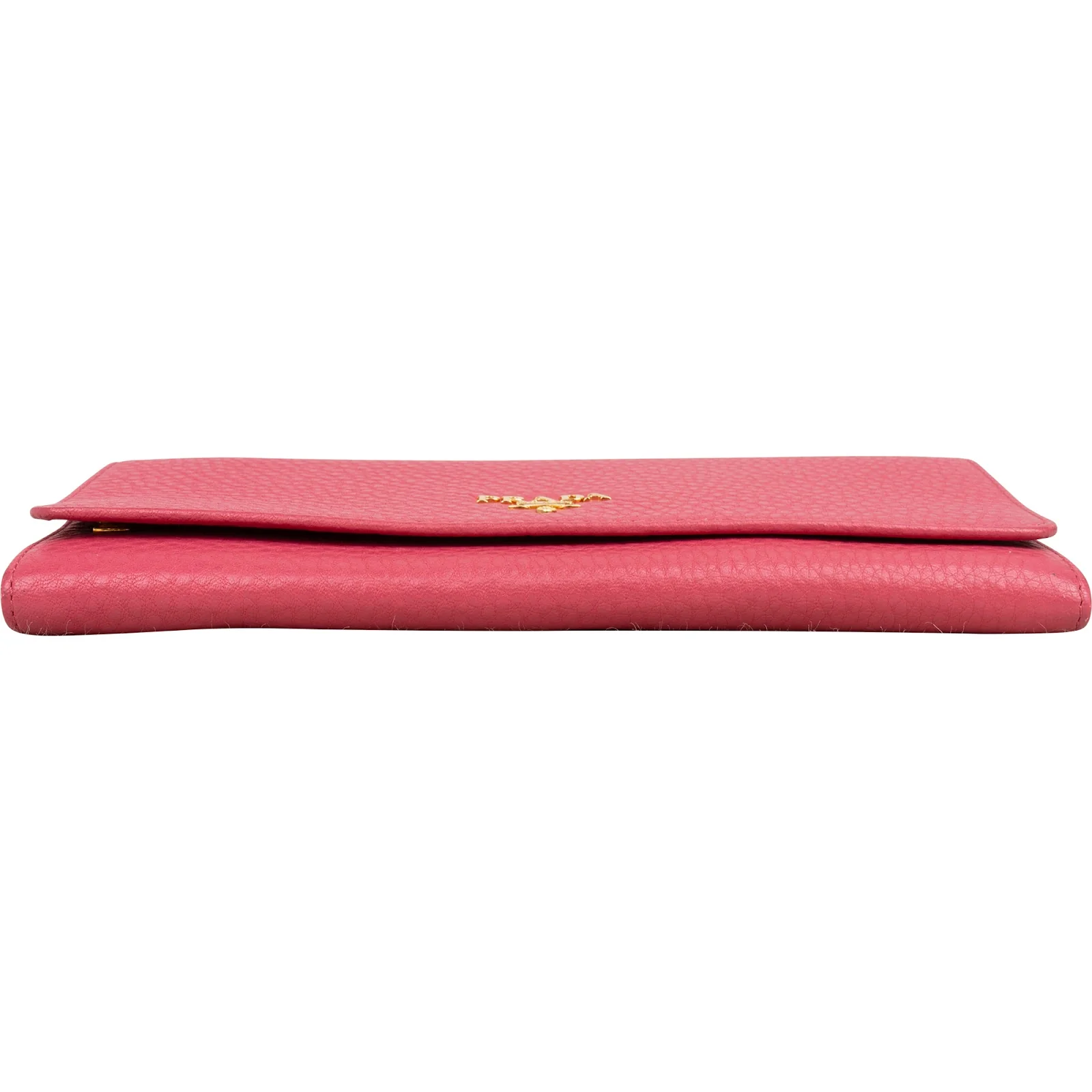 Prada Pink Pebbled Leather Wallet on Chain Crossbody Bag