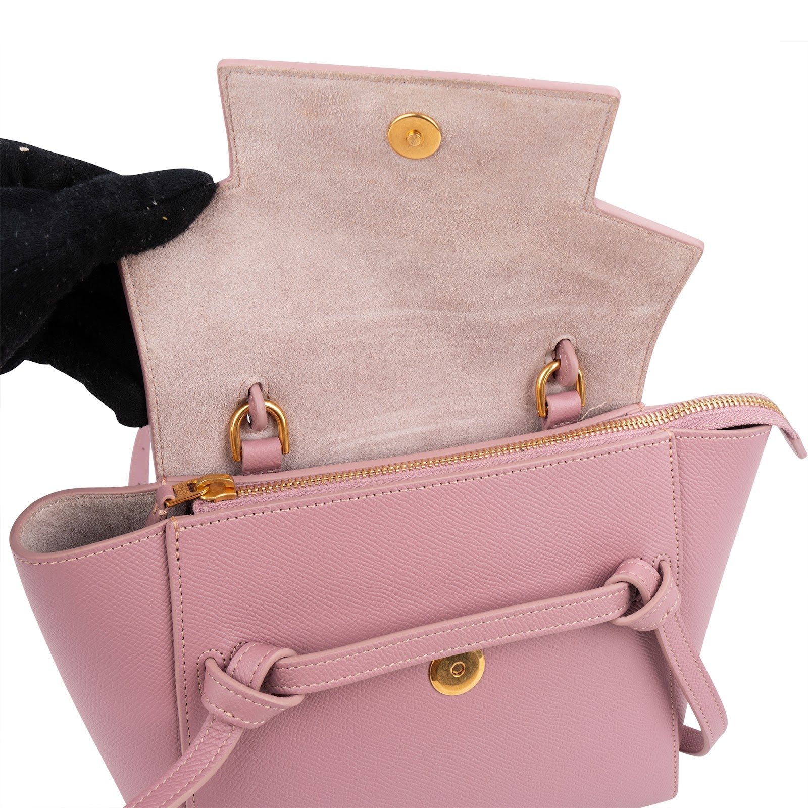 Celine Pink Grained Calfskin Nano Belt Handbag