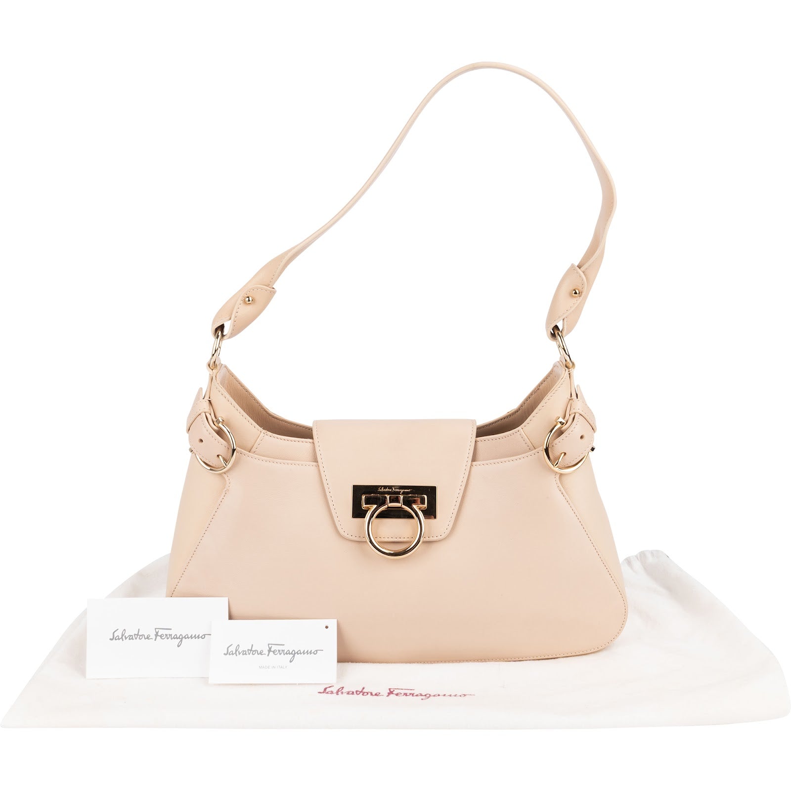 Salvatore Ferragamo Leather Gancini Buckle Shoulder Bag