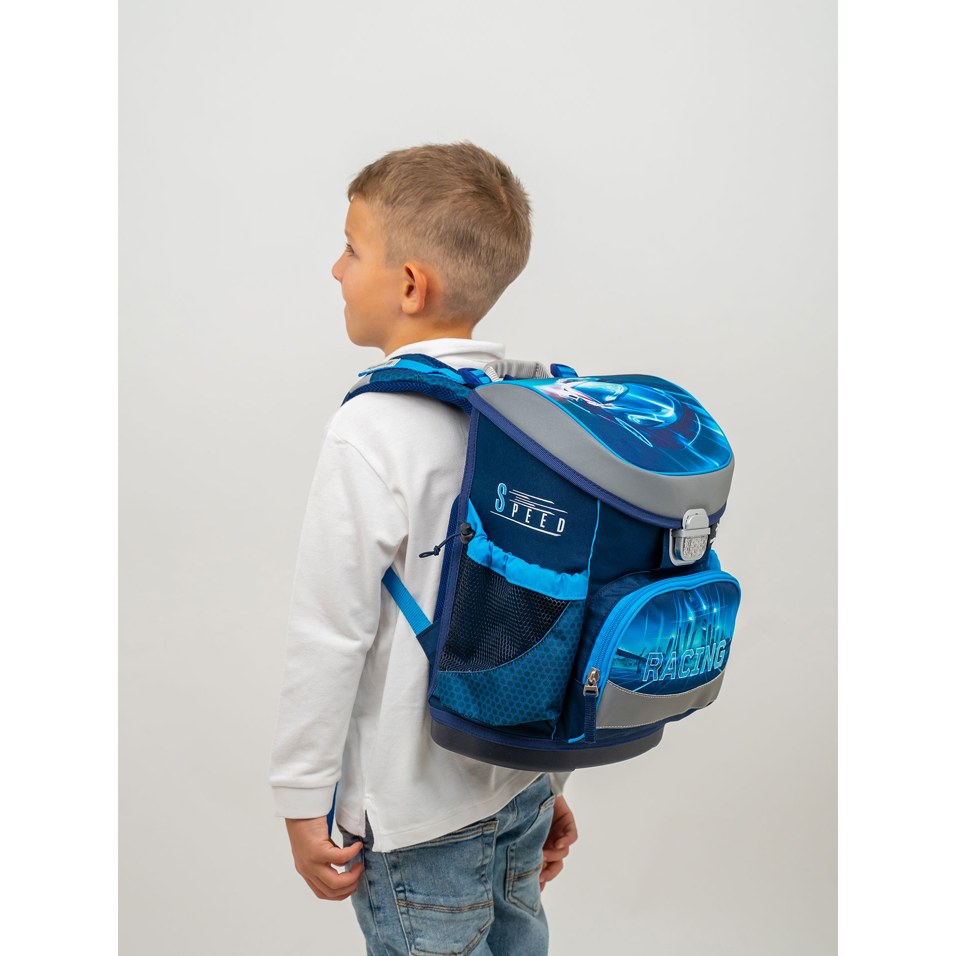 Mini-Fit ergonomisches Schulranzen-Set 4-teilig - Racing Blue Neon