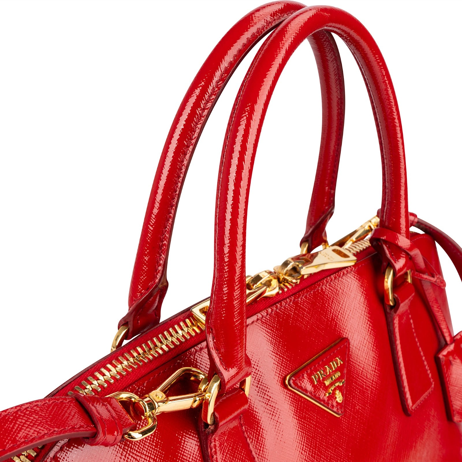 Prada Patent Saffiano Vernice Promenade Handbag