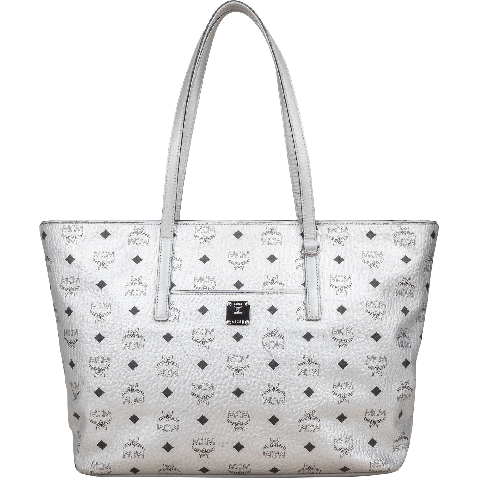 MCM Monogram Visetos Metallic Liz Shopper Tote Shoulder Bag