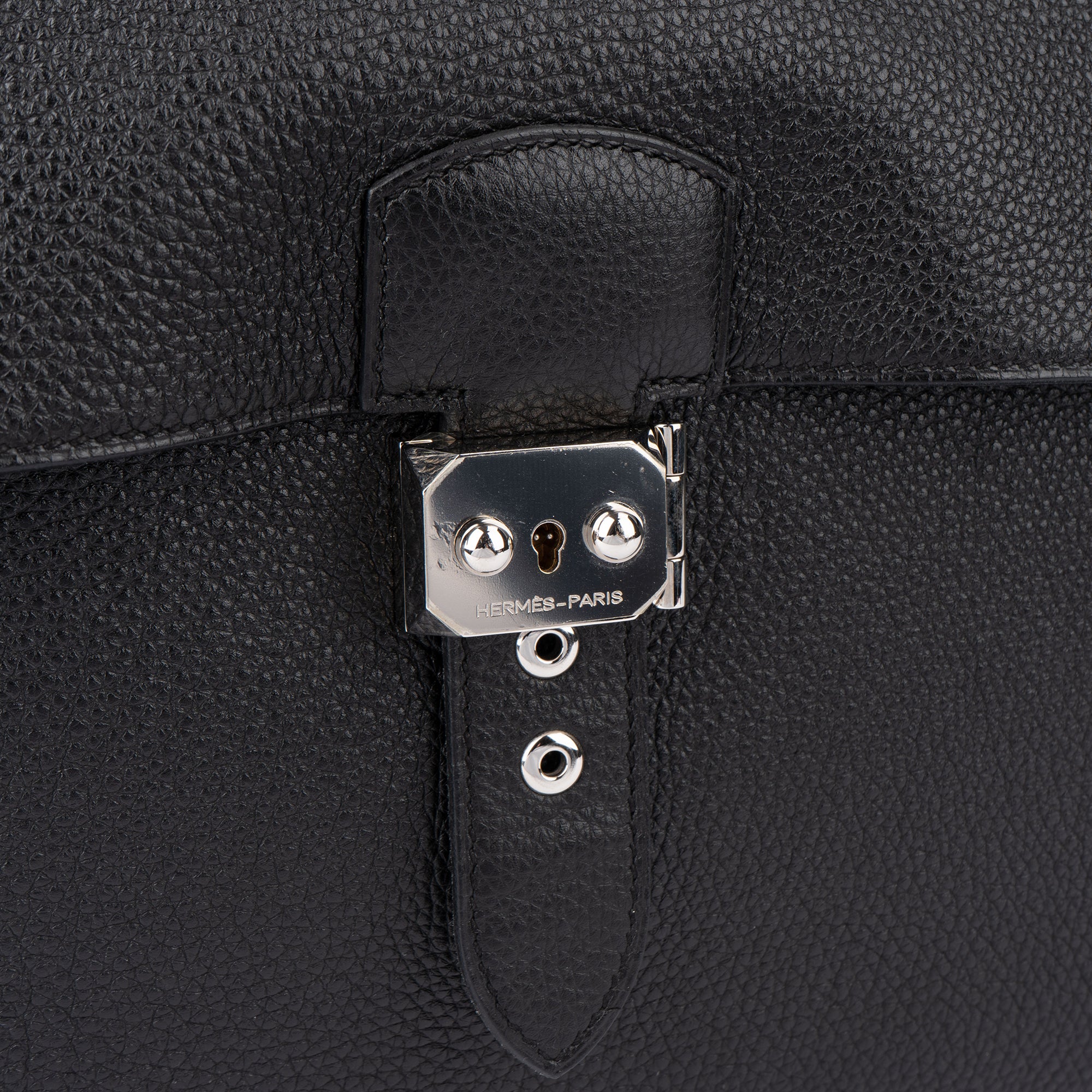 Hermès Noir Leather Sac á Dépéches Business Tasche