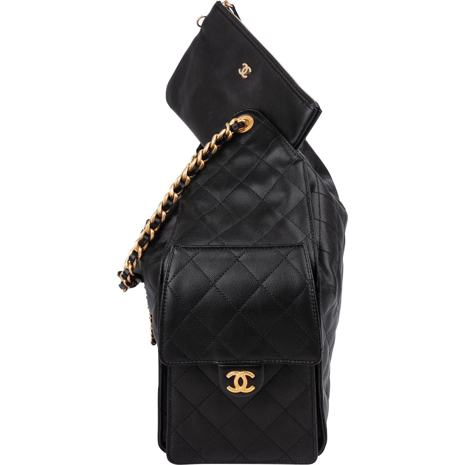 Chanel 25 Caviar Leather CC Drawstring Shoulder Bag