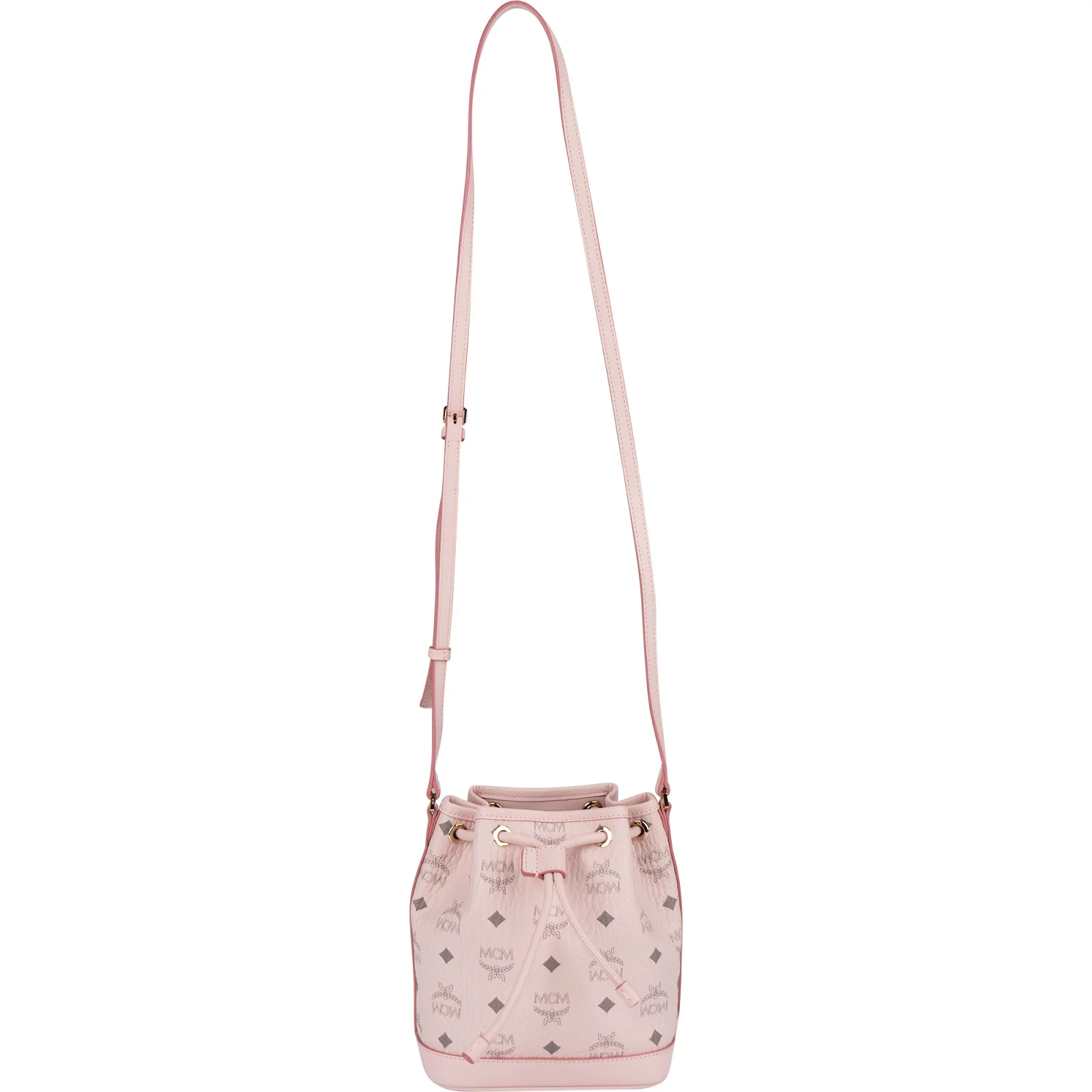 MCM Pink Monogram Visetos Mini Drawstring Crossbody Bag