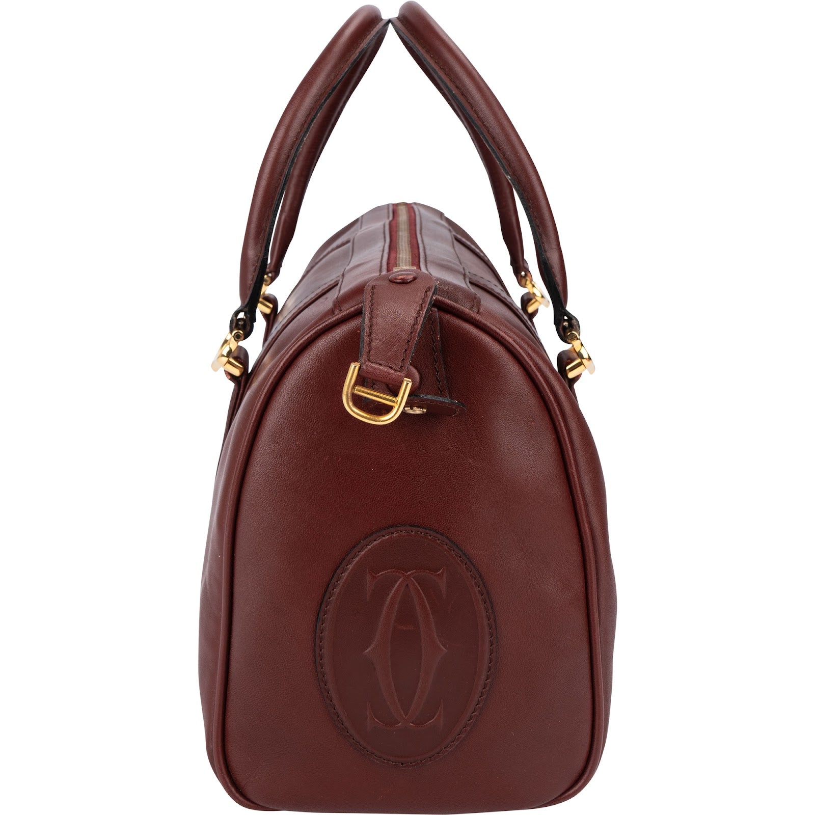 Cartier Bordeaux Leather Must de Cartier Boston Handbag