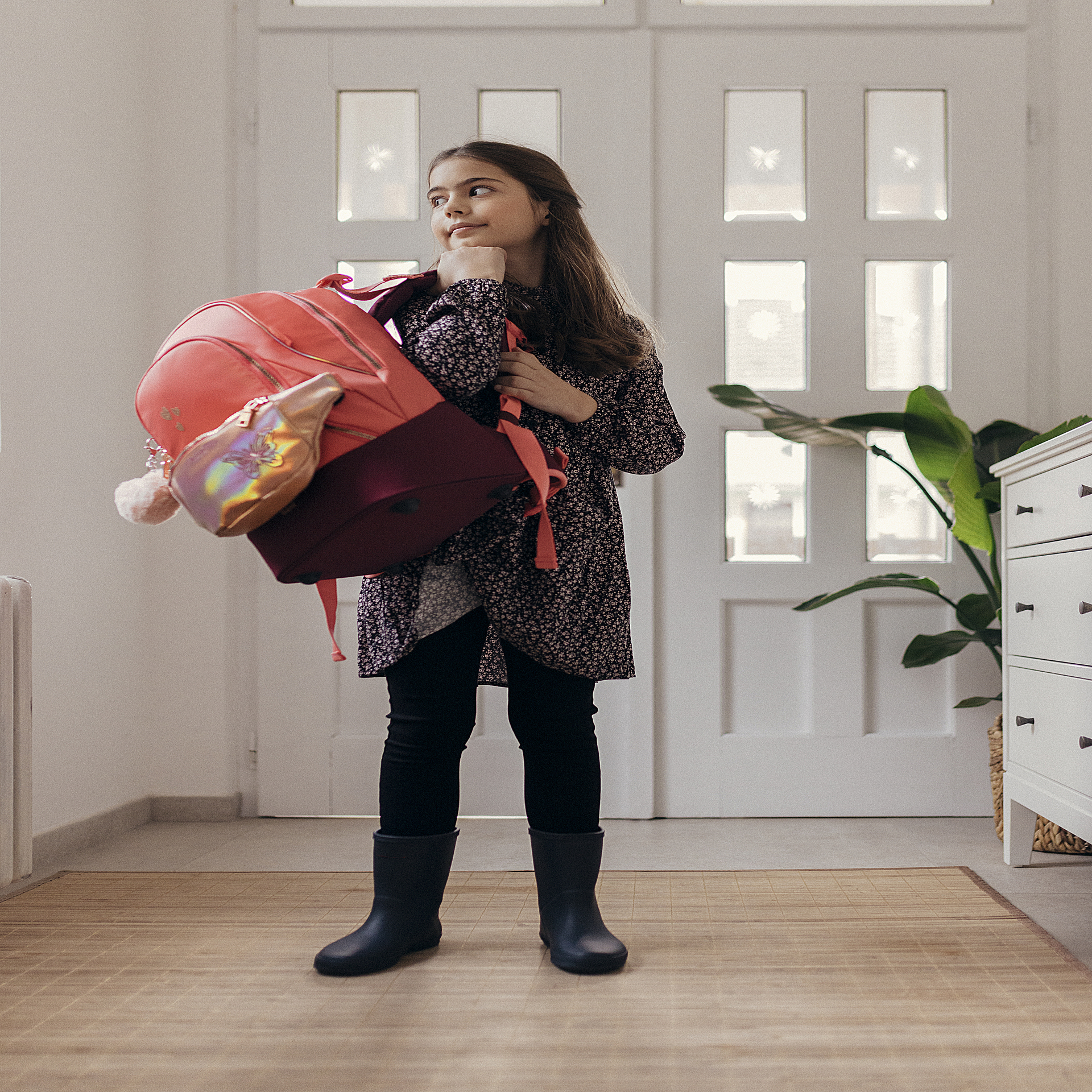 2-IN-1 Schultasche & Gürteltasche 2-teilig - Coral