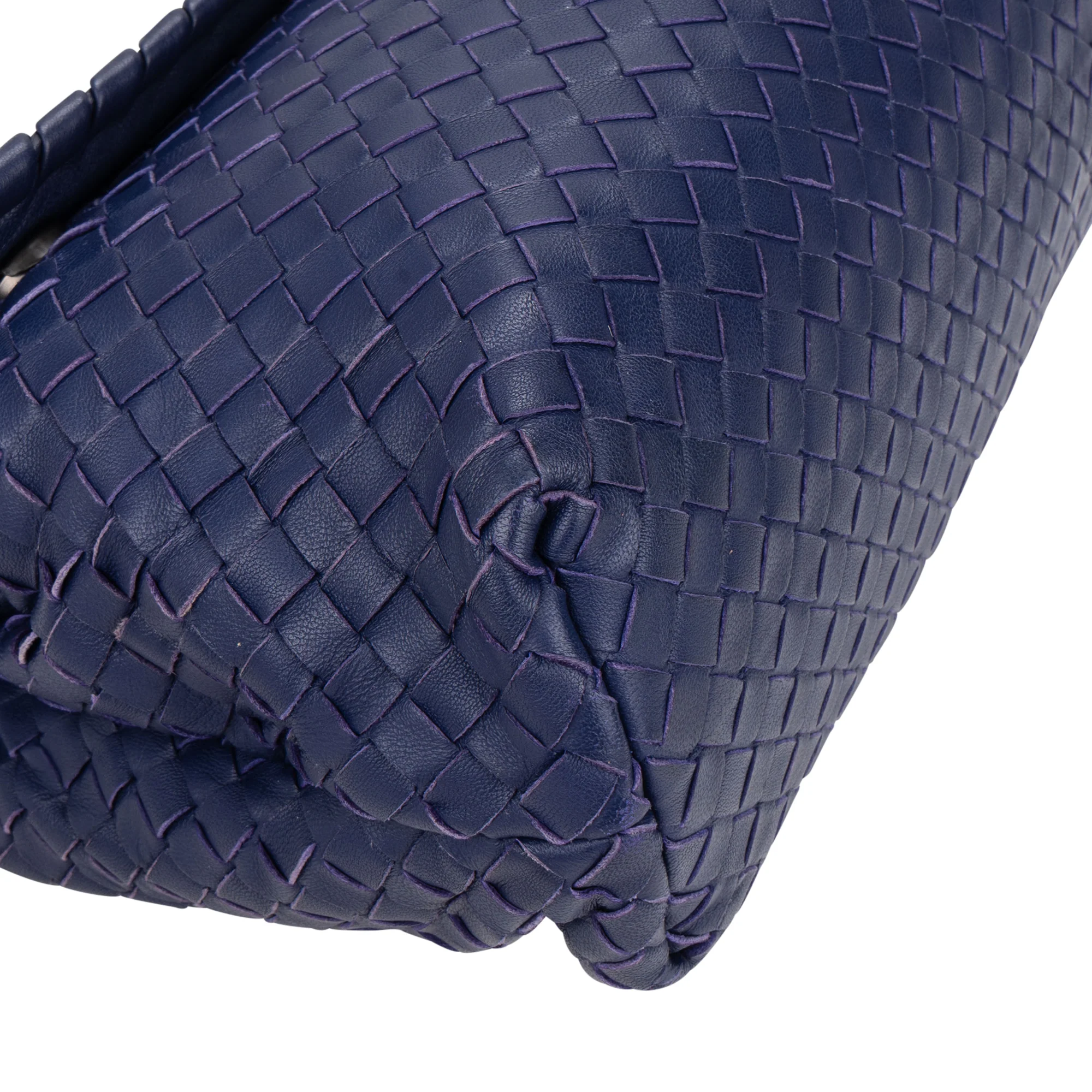 Bottega Veneta Blue Purple Intrecciato Leather Shoulder Bag